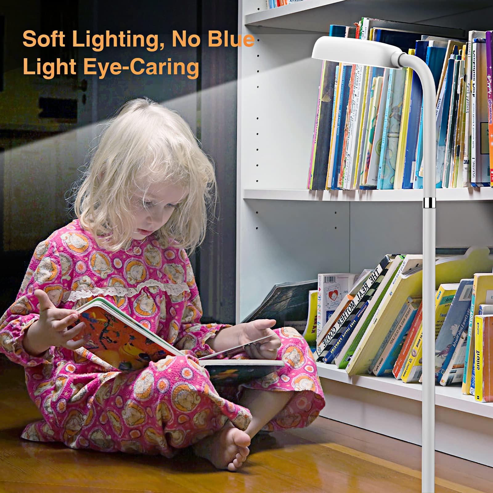 YUWLDD Cordless Floor Lamp, 5000mAh Rechargeable, Touch Control, Gooseneck, 3 Color Temperatures, White, Model LD202