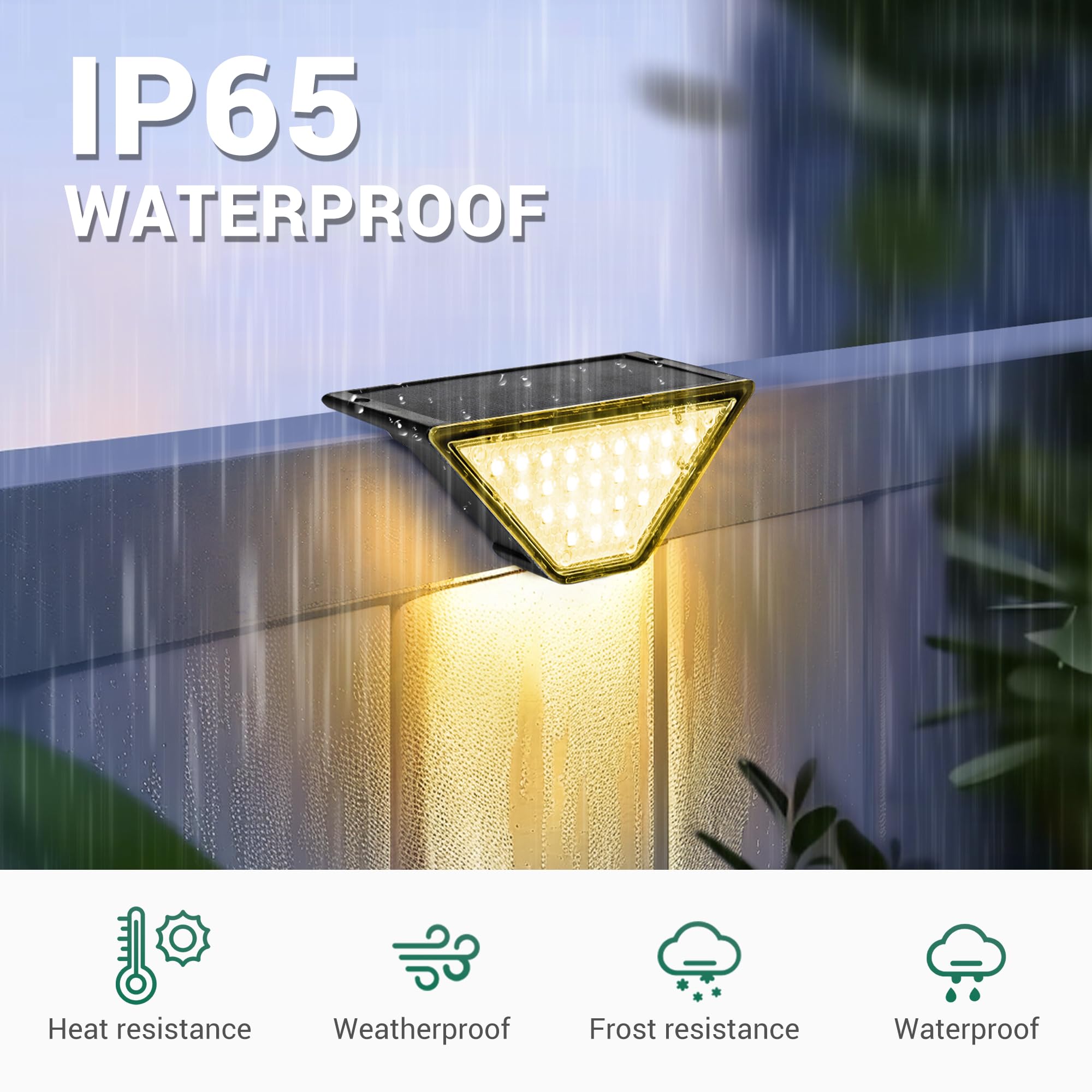 Patiowin Solar Step Lights For Outside,24 Leds Solar Stair Lights Waterproof Ip65,Solar Deck Lights Outdoor For Yard, Porch, Fro