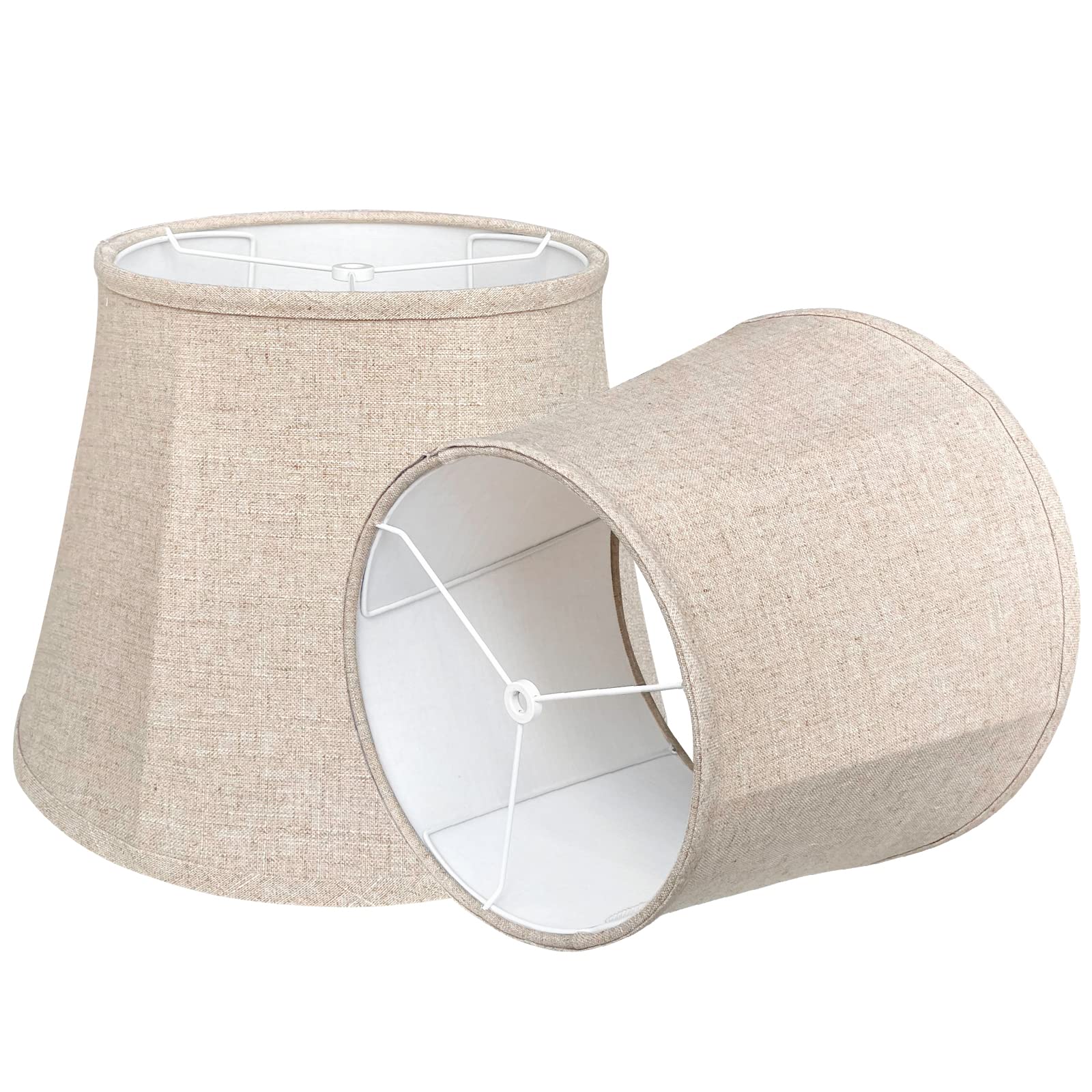 TOOTOO STAR Brown Drum Lamp Shade Set of 2, 10x14x10 inch, Fabric, Model 1222