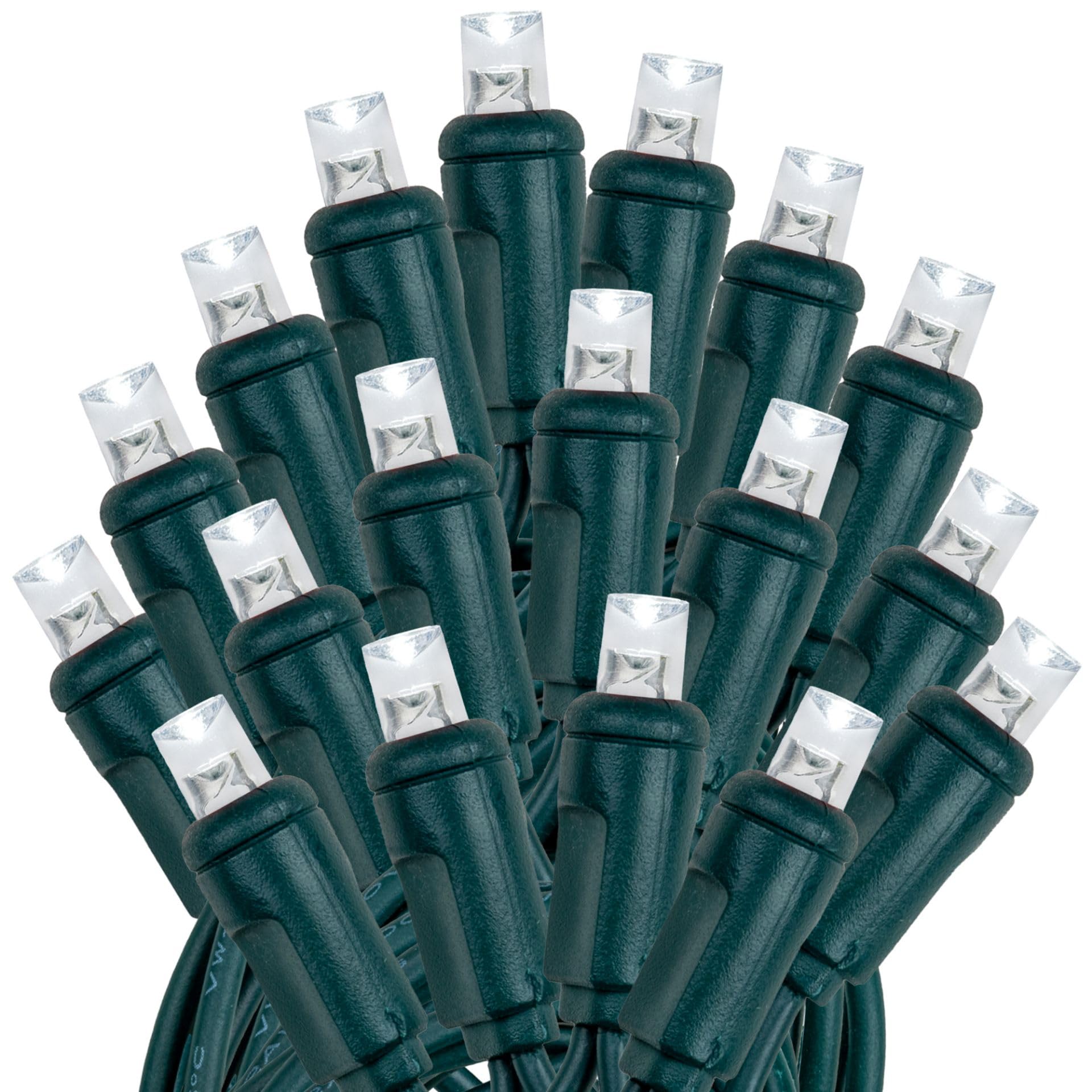 Novelty Lights 50Ft 100 Pure White Mini Led String Lights Outdoor/Indoor Connectable Christmas Lights On Green Wire, Commercial