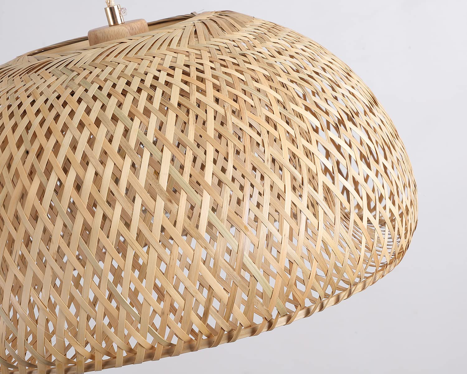 Hchunqjor Natural Bamboo Large Pendant Light Fixture - Rustic Handmade Woven Lighting For Home