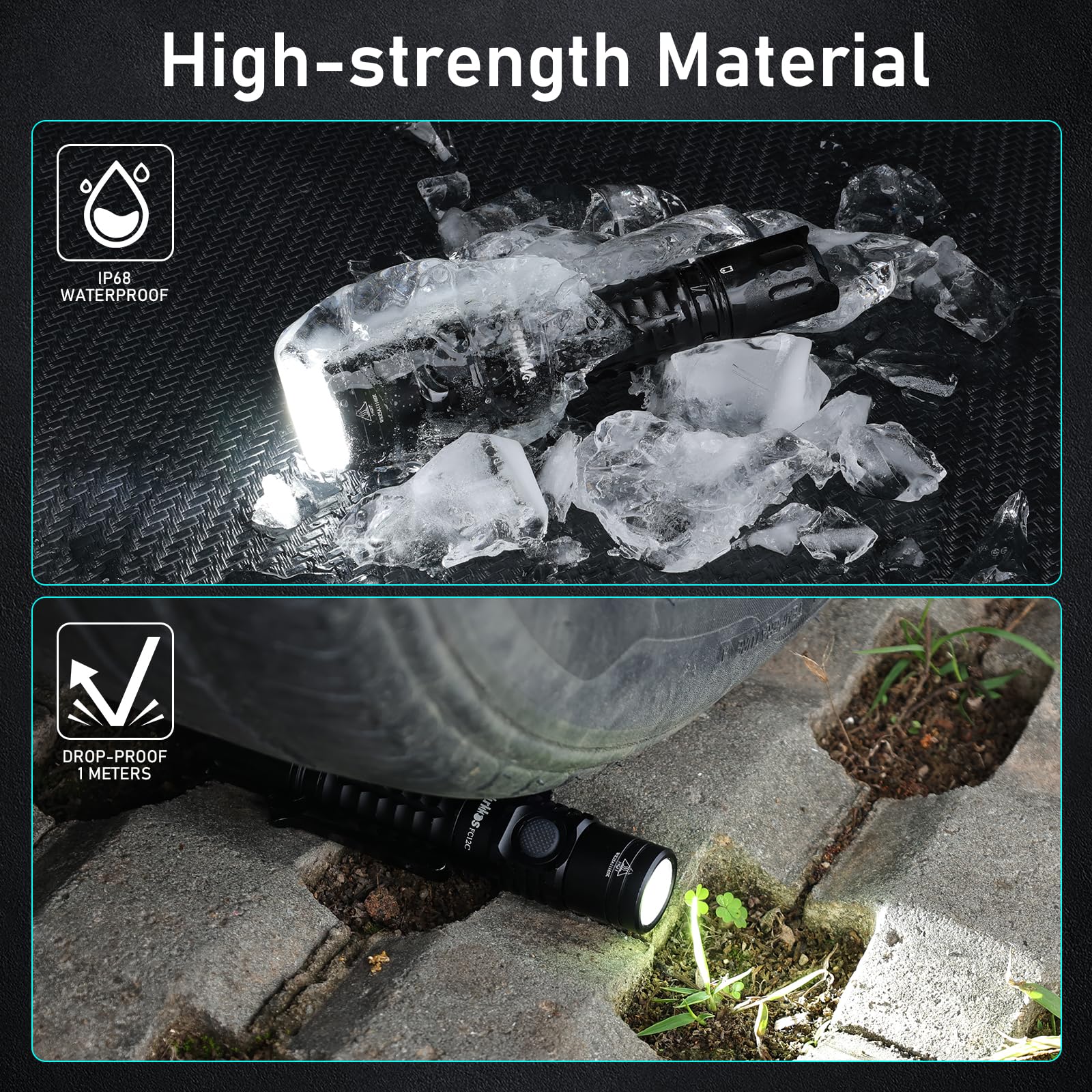 Wurkkos FC12C Tactical Flashlight 1600 Lumens USB-C Rechargeable IP68 Waterproof 332M Long Throw