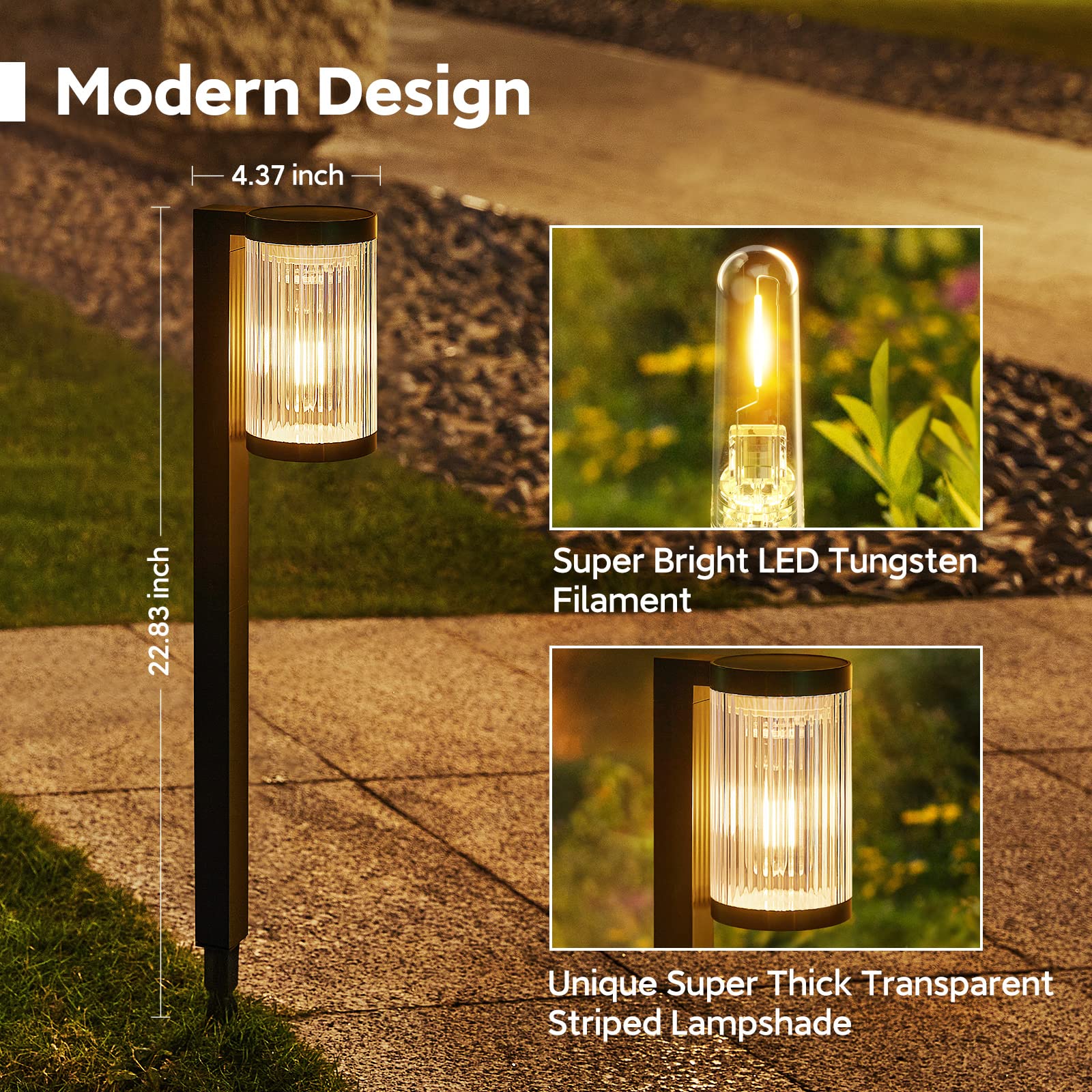 Eleclink Solar Pathway Lights Outdoor, 2 Pack Upgraded Solar Outdoor Lights Super Bright Up To 12Hrs, Ip65 Waterproof Solar Gard