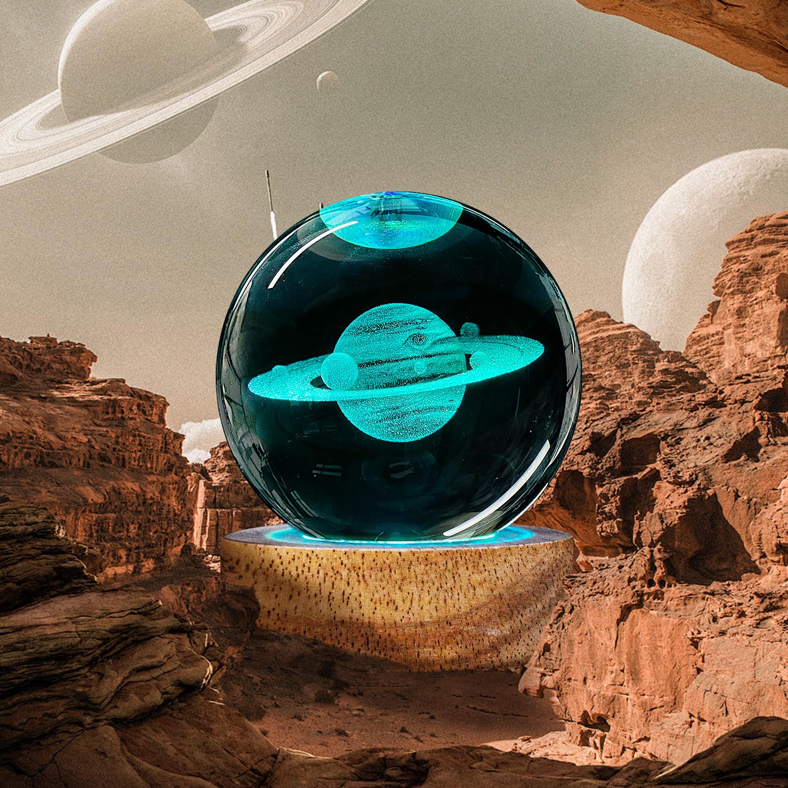 Dcoriuntg 3D Saturn Galaxy Crystal Ball Night Light With 16 Color, 60Mm Saturn Planet Glass Ball Lamps With Remote Unique Saturn