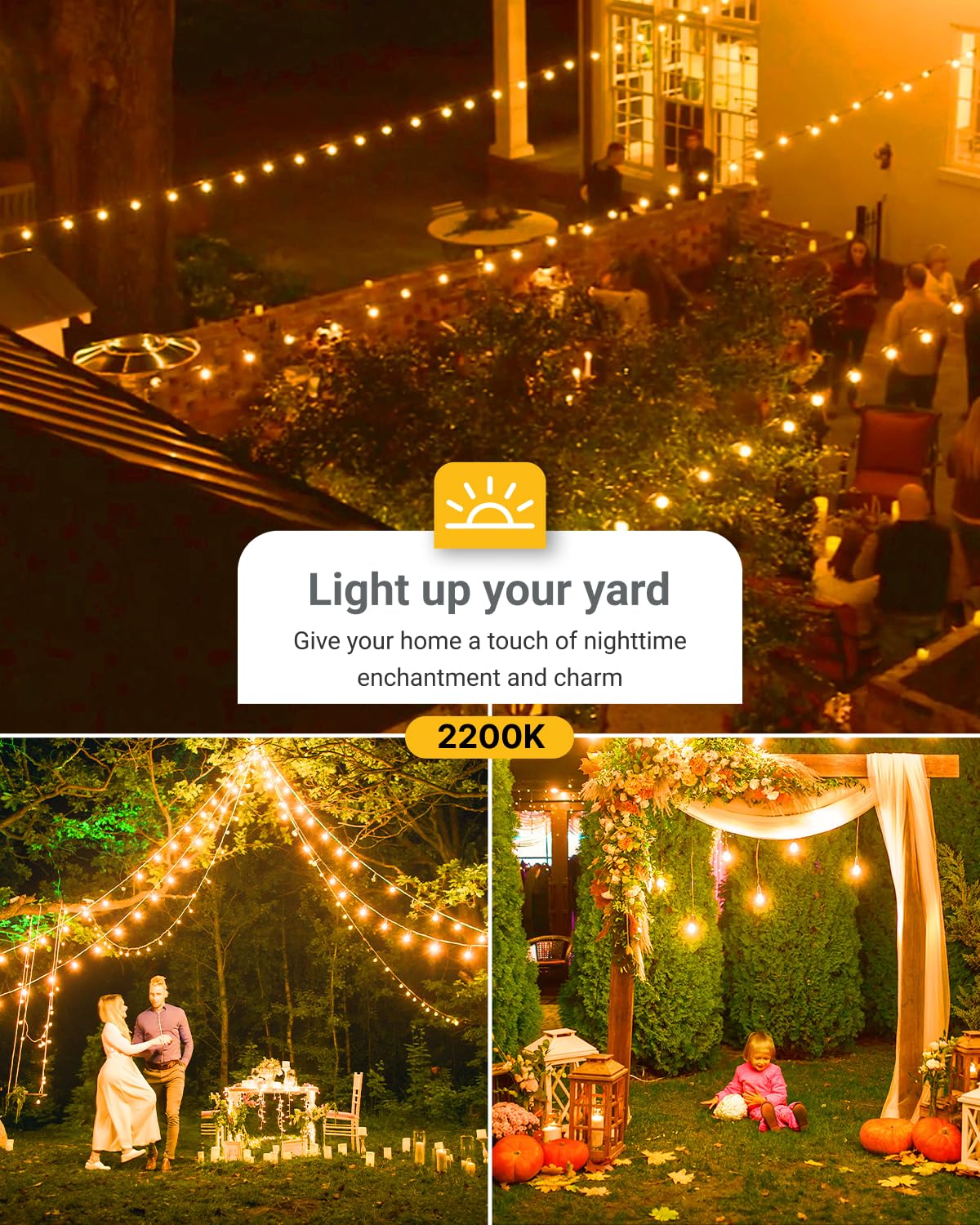 Sunco 24 Pack Led S14 Non-Dimmable Shatterproof & Waterproof Outdoor Vintage Backyard Patio Bright String Light Accessories Bulb