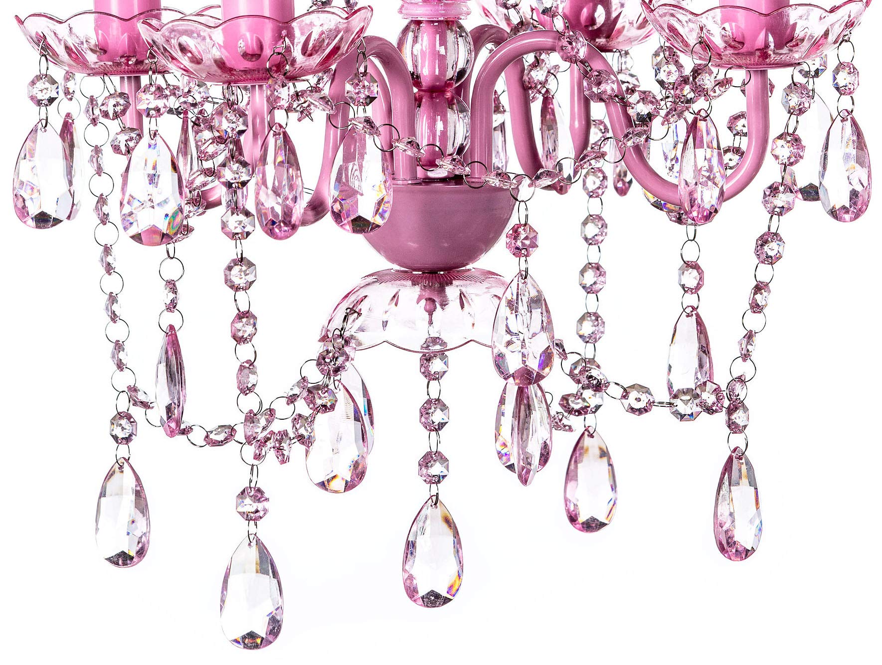 Gypsy Color 4 Light Pink Hardwire Flush Mount Chandelier, Acrylic Crystals, Metal Frame, H17.5”Xw15”, Model Rv-Rsw5-Nmbe