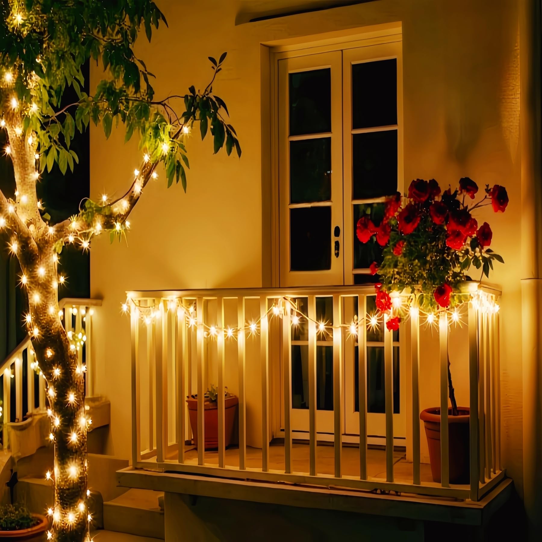 Lucky Shine 150 Led Warm White Christmas Lights With 50 Ft Brown Wire, Ul Listed And Commercial Grade Decorative Lighting String