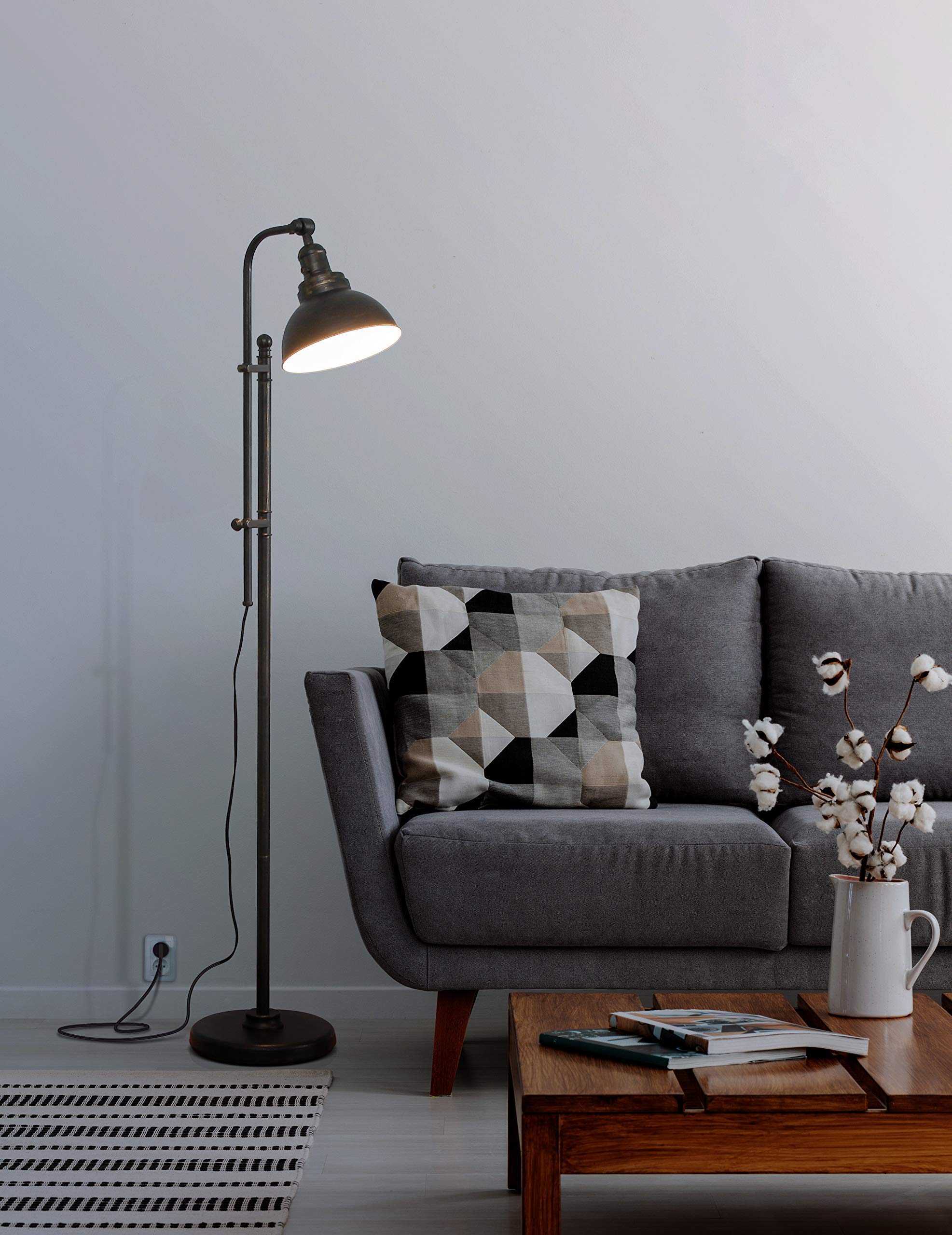 Brightech Dylan Industrial Floor Lamp - Adjustable LED Metal Lamp in Bronze for Living Rooms & Offices, Model 850012486244