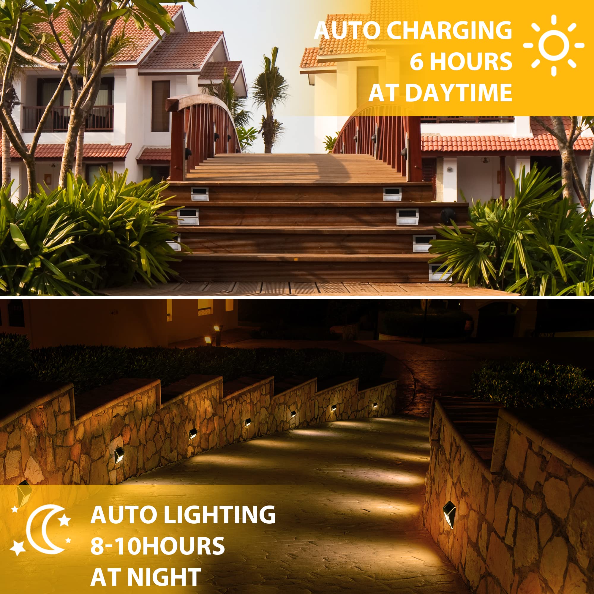 Solpex Solar Step Lights, 12 Pack Solar Stair Lights, Outdoor Fence Lighting, Solar Powered Deck Lights Waterproof 4 Leds For St