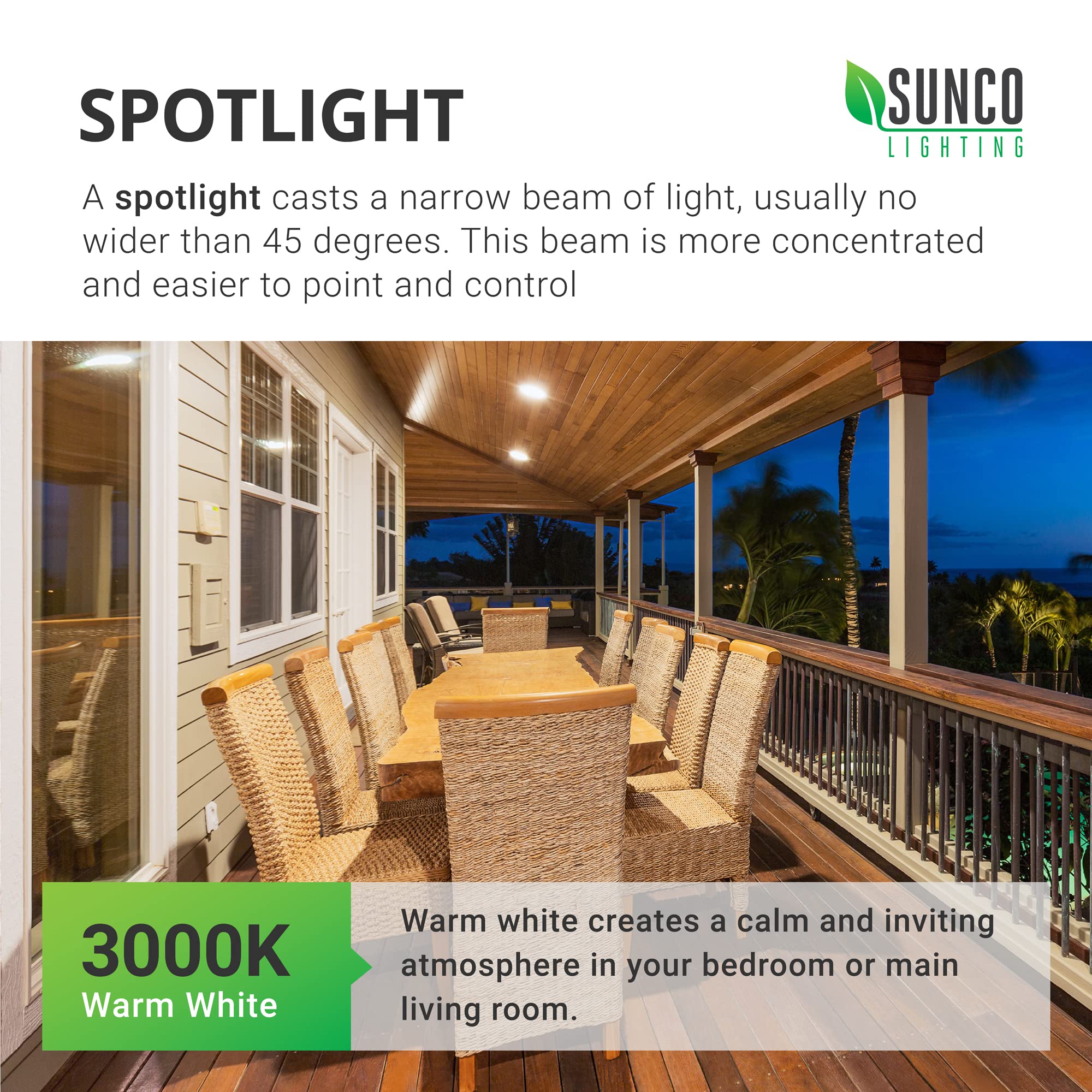 Sunco Outdoor LED Flood Light PAR38 Dusk to Dawn 15W 1250 LM 3000K Warm White E26 Base Wet-Rated 4 Pack