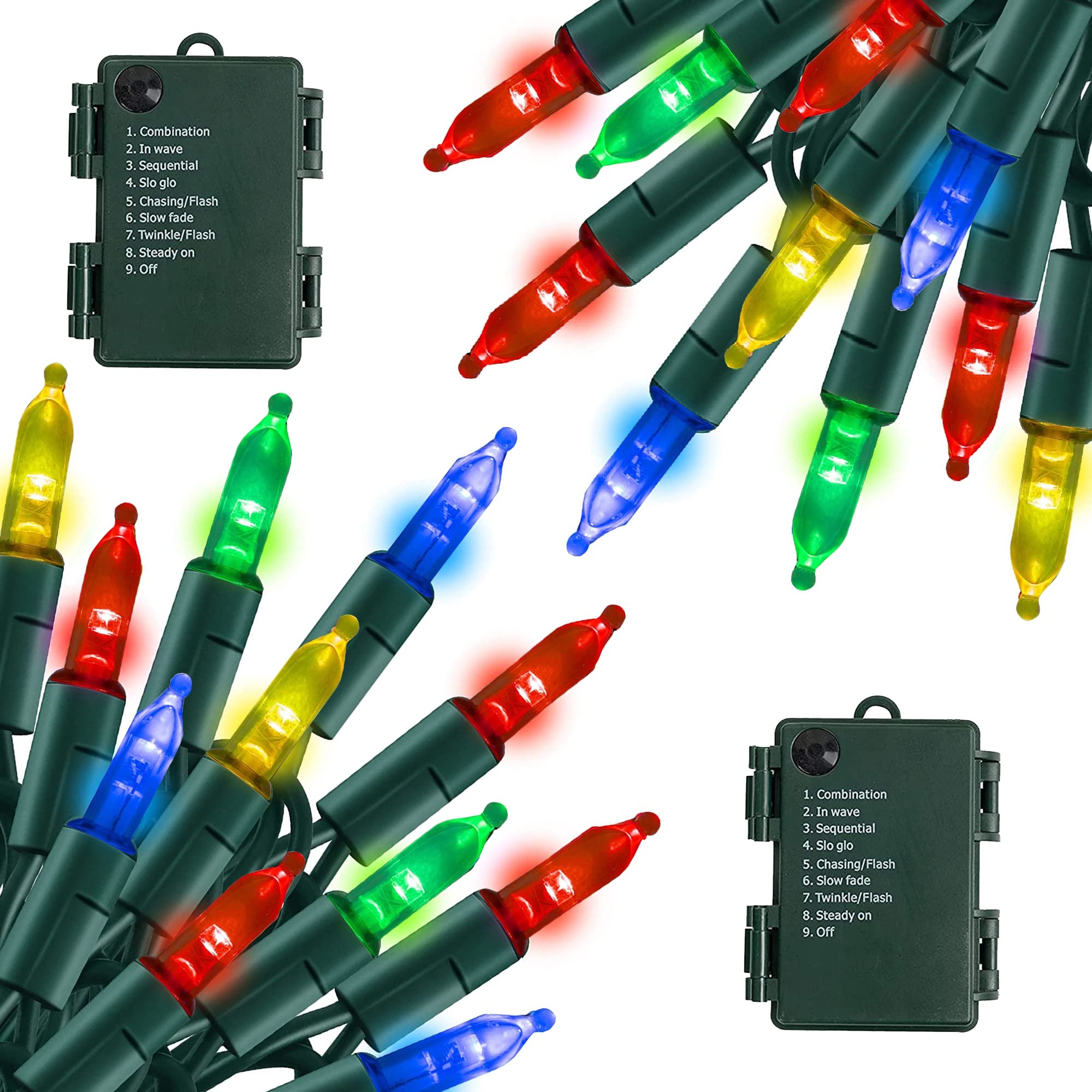 TW SHINE Battery Operated Christmas Lights, 2 Pack Total 100 LED 32FT Battery Operated String Lights with 8 Modes, Xmas Lights f