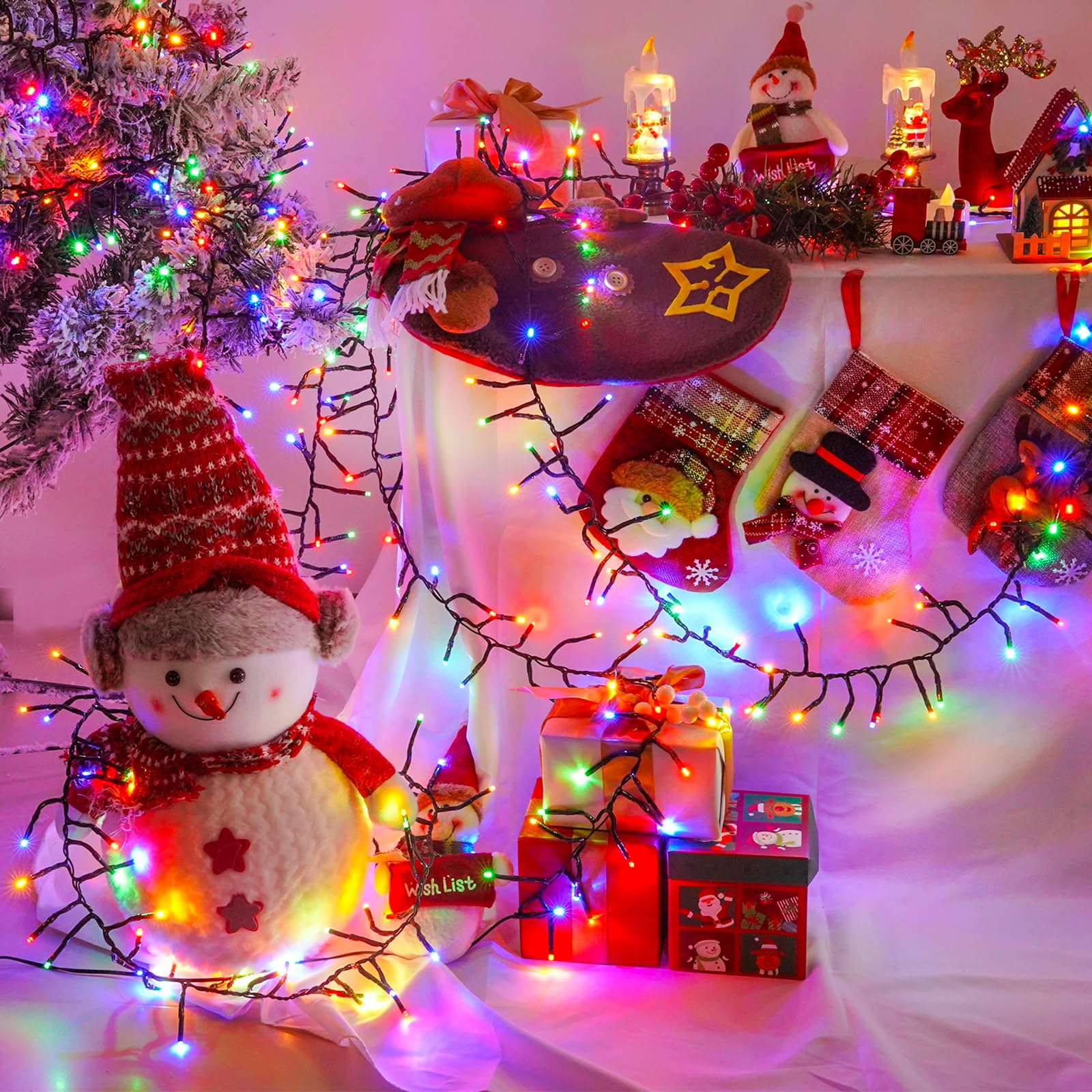 50Ft 1000 Led Cluster Christmas Lights  Christmas Tree Lights Outdoor Indoor With 8 Modes & Timer & Remote  Fire ers String Lights Waterproof For Garland Party Xmas Decorations  Multicolor