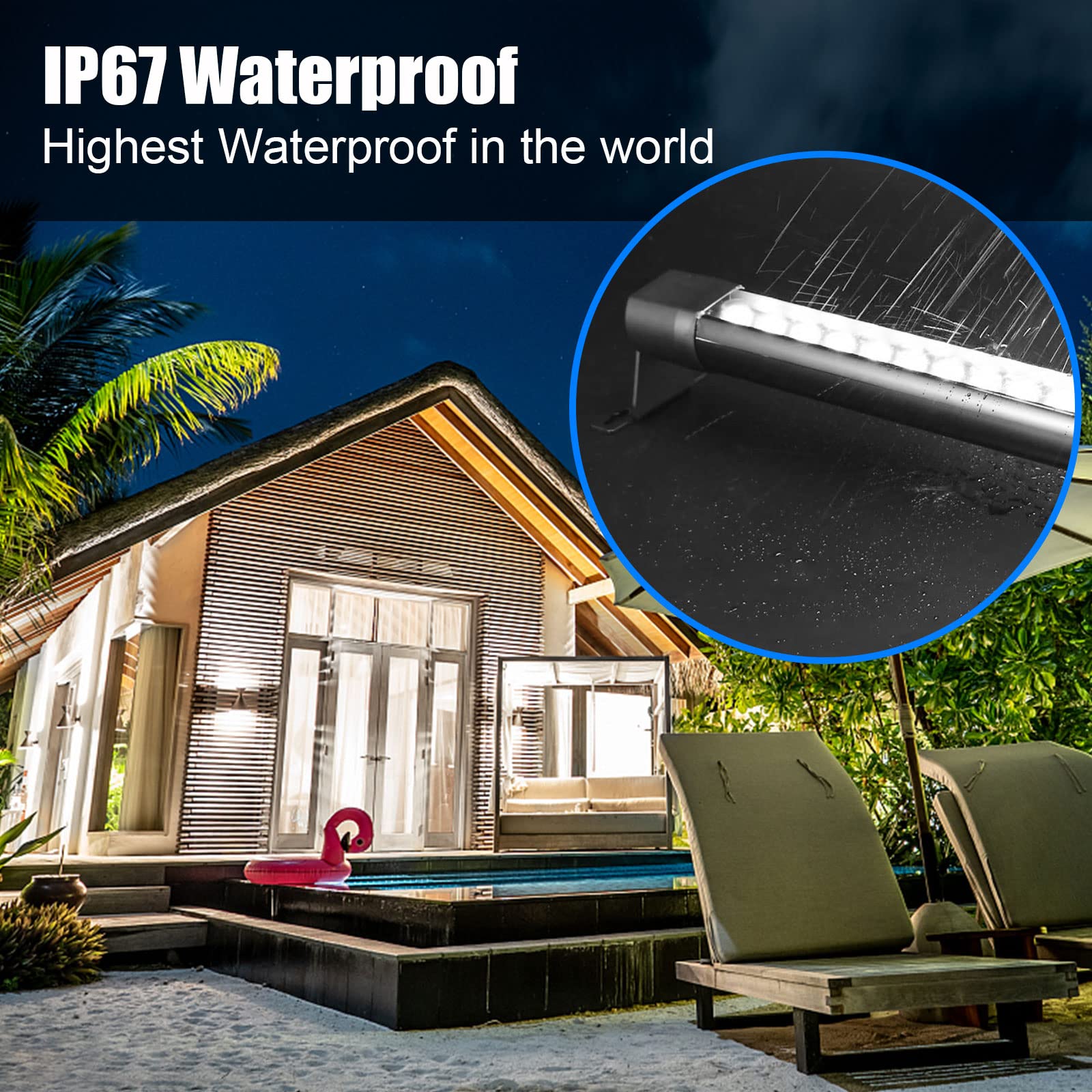 HNRLOY Wall Washer Light 72W LED 47.2inch Polycarbonate 5000K Daylight White for Garden and Courtyards - 2 Pack