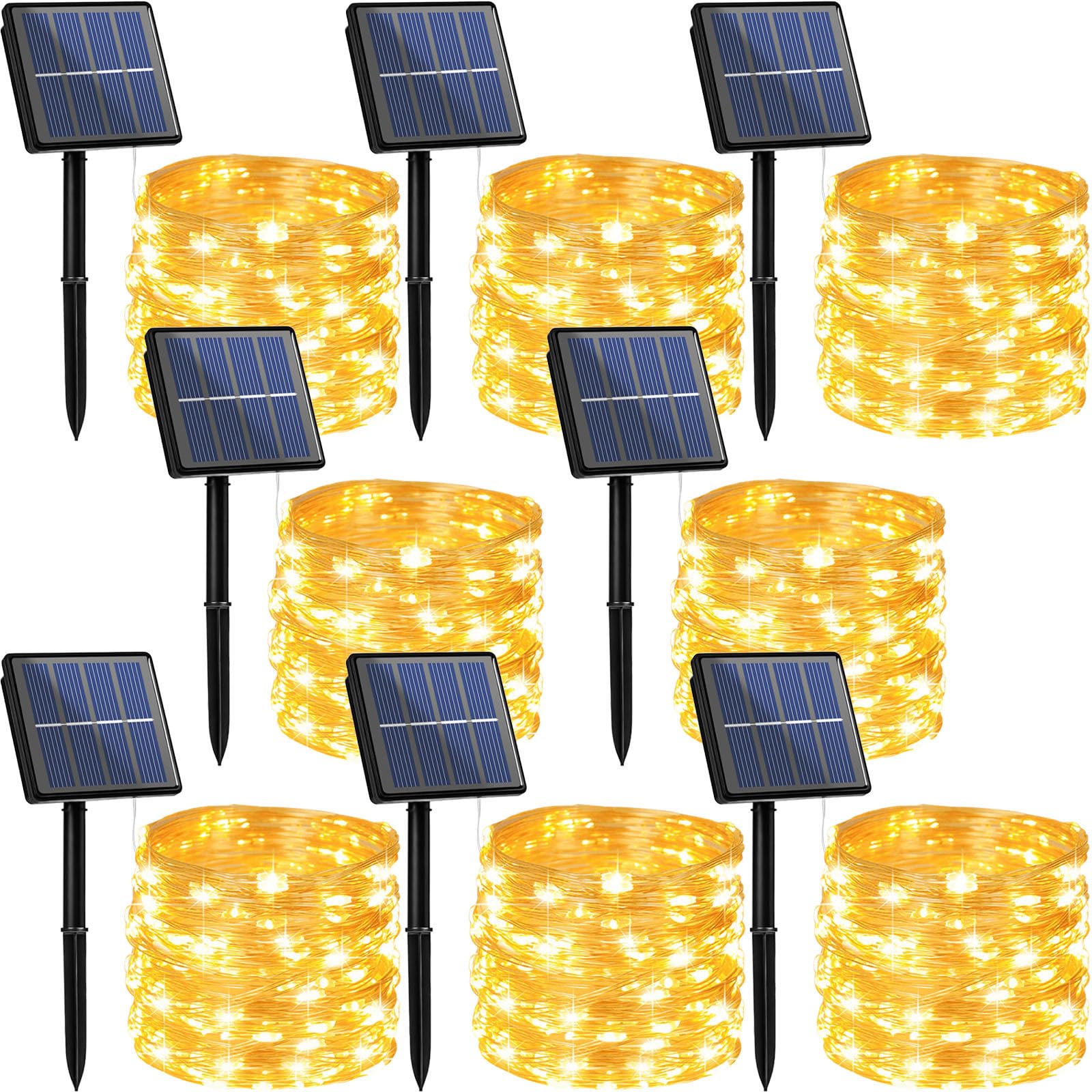 Beieverluck 8 Pack Solar Fairy Lights Outdoor Waterproof 264FT 800 LED Solar String Lights Outside with 8 Modes for Tree Garden 