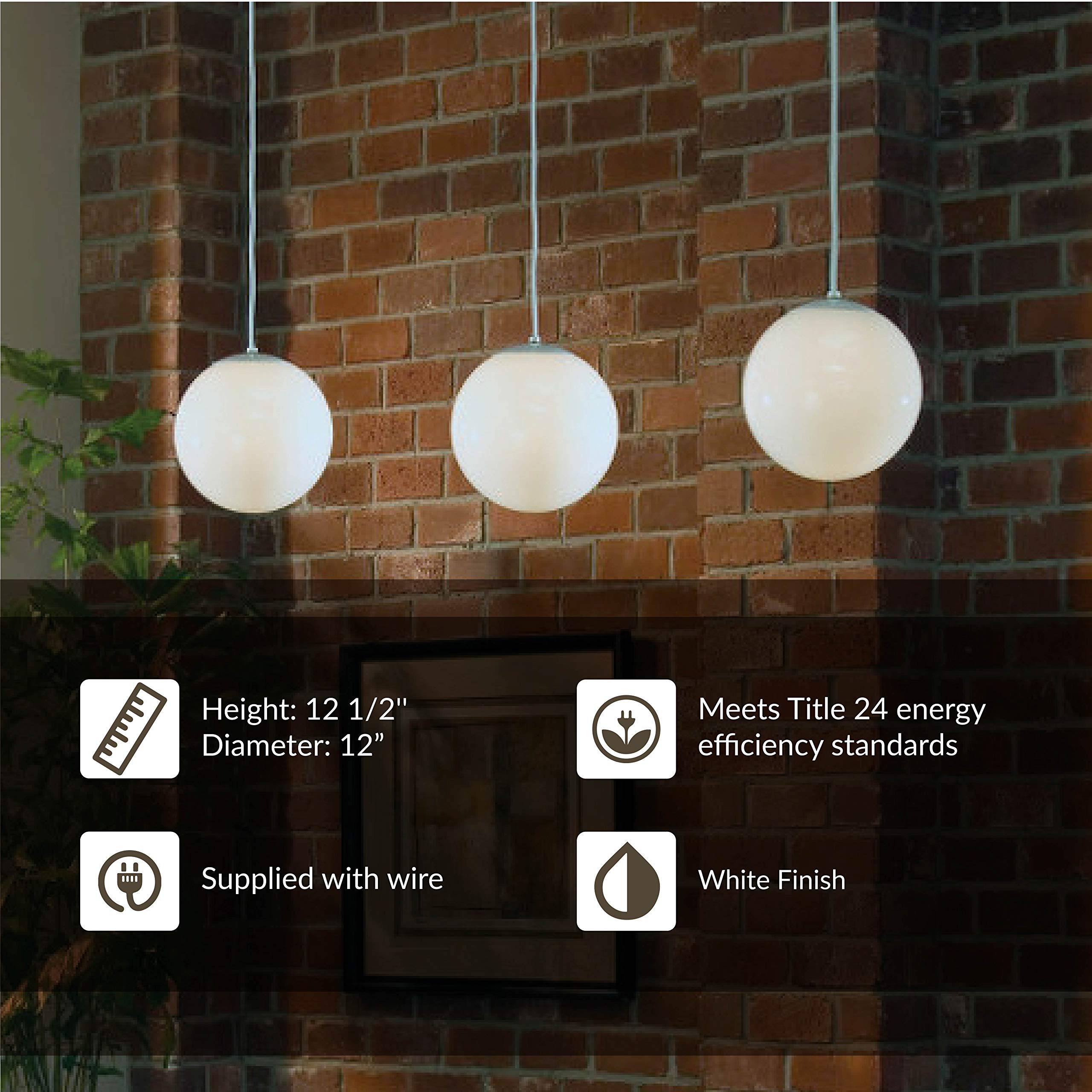Sea Gull Lighting Globe Pendant, One-Light, Glass, Model 6022-15, Red