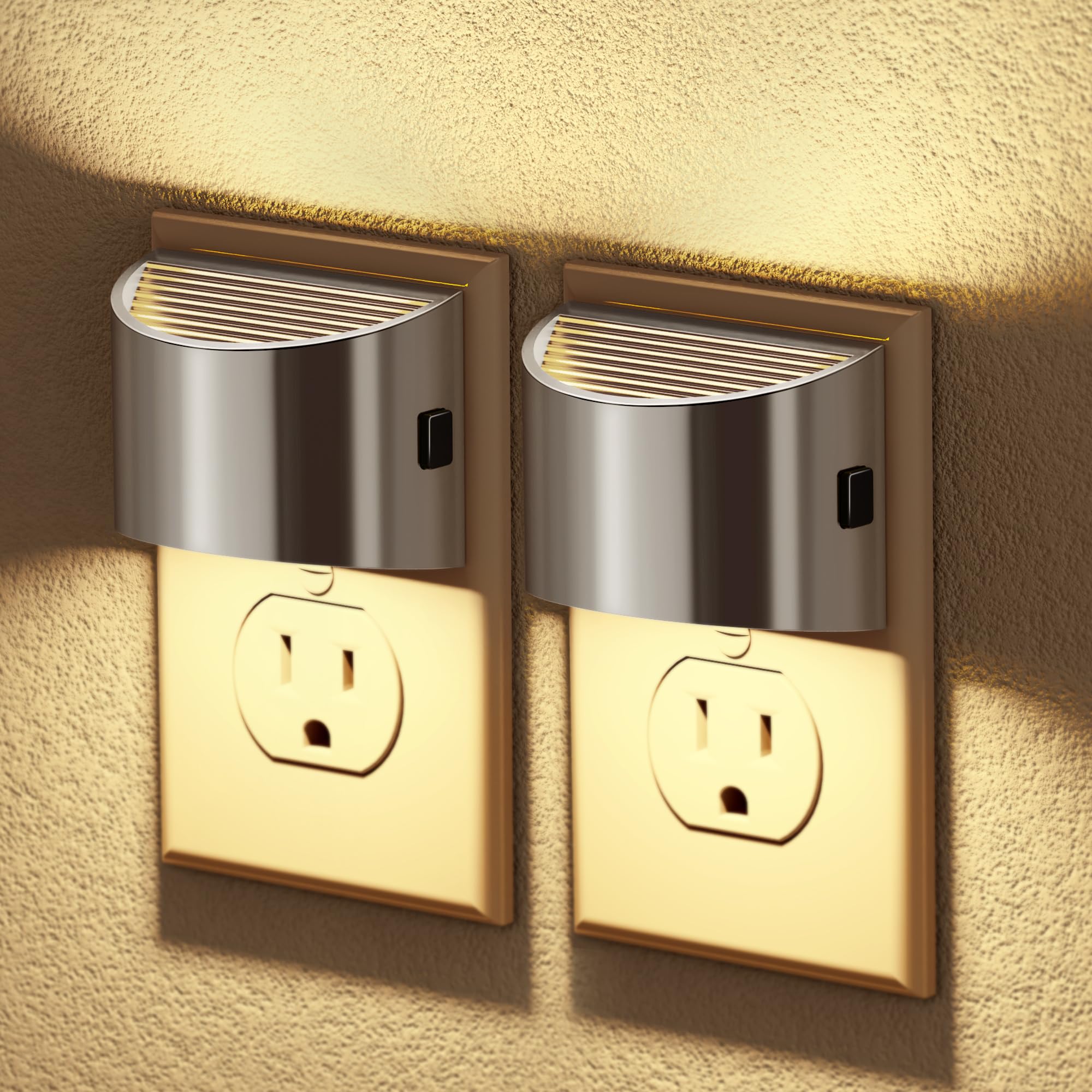 Jandcase Led Night Lights Plug Into Wall, 2 Pack Modern Night Lights, Dusk To Dawn Sensor Nightlight, 0-100Lm Brightness Adjusta