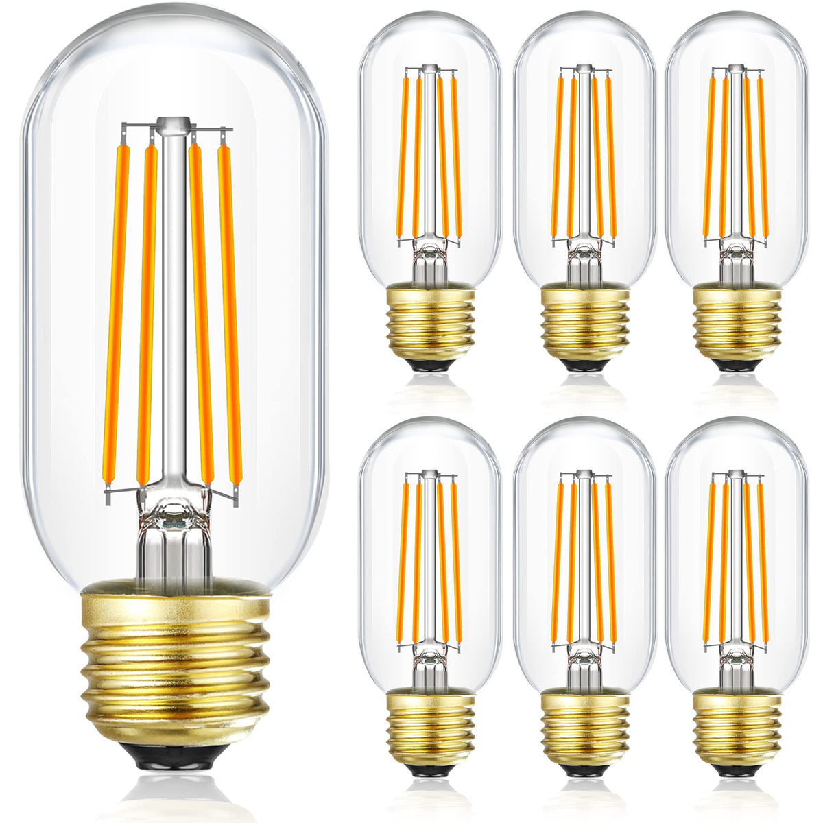 Leools Dimmable E26 Led Bulb 8W Equal 75 Watt Vintage Led Edison Bulb Clear Glass Ac120V 2700K 800Lm T14 Led Bulb For Ceiling Fa