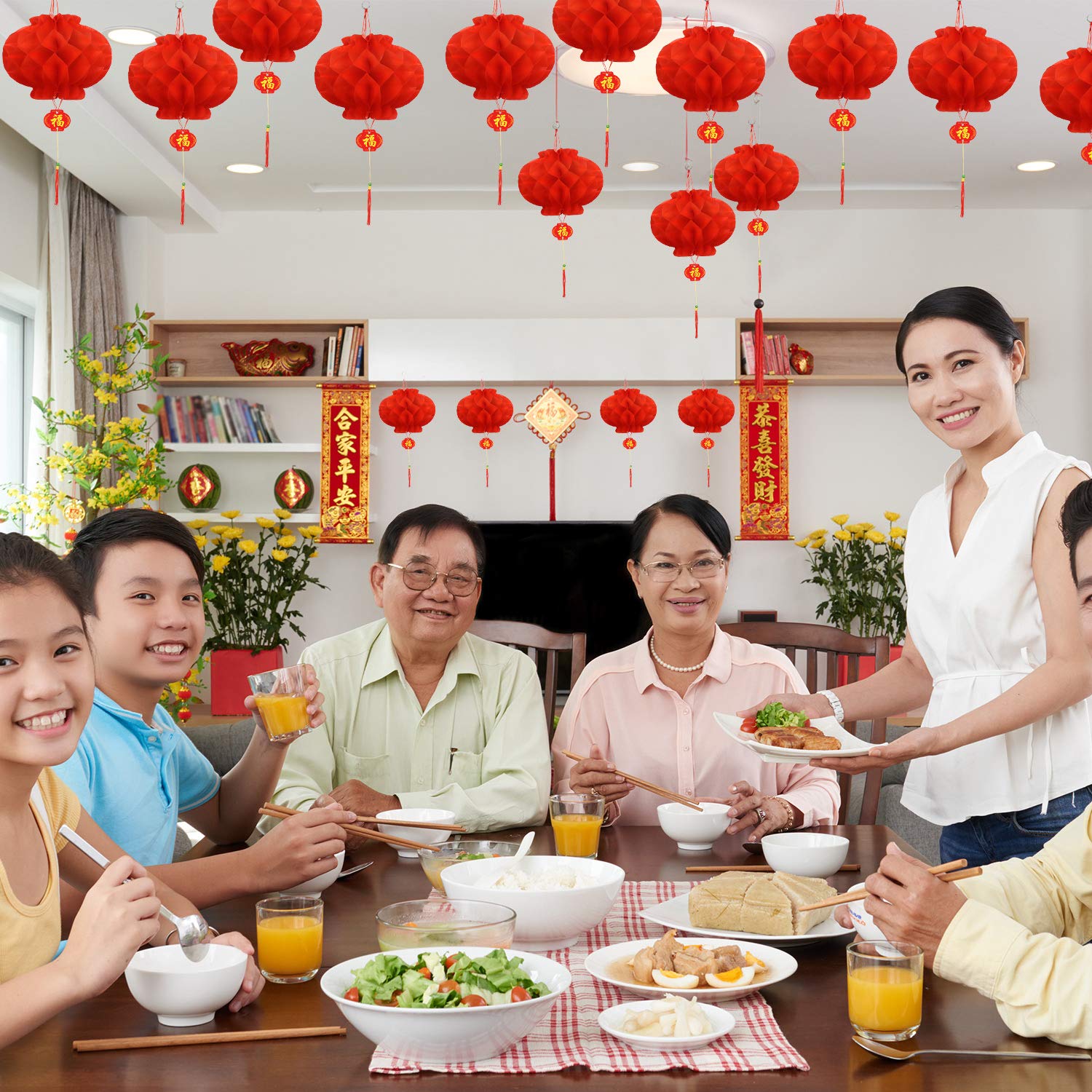 Boao 20 Red Paper Lanterns - 5.9 Inch Chinese Festival Decorations for Home, Weddings, and New Year