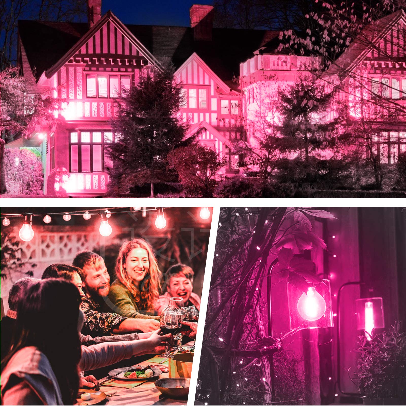 Kqhben Pink Light Bulbs - [ 4 Pack ]- 9W(60W Equivalent) E26 Base Led Colored Light Bulb For Festivals Party Christmas Bar Event