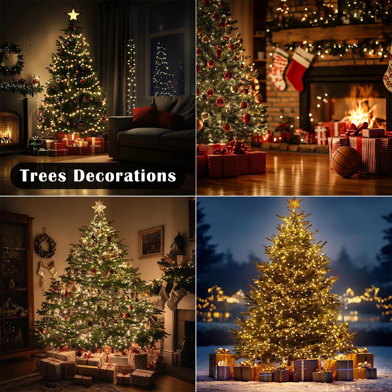 Zeluxdot 33Ft Fire er Fairy Lights, 300 Leds Warm White, Waterproof Twinkle Lights With Remote For Indoor/Outdoor Decor, Model Ds-Bpd-Gr-300-Ctr