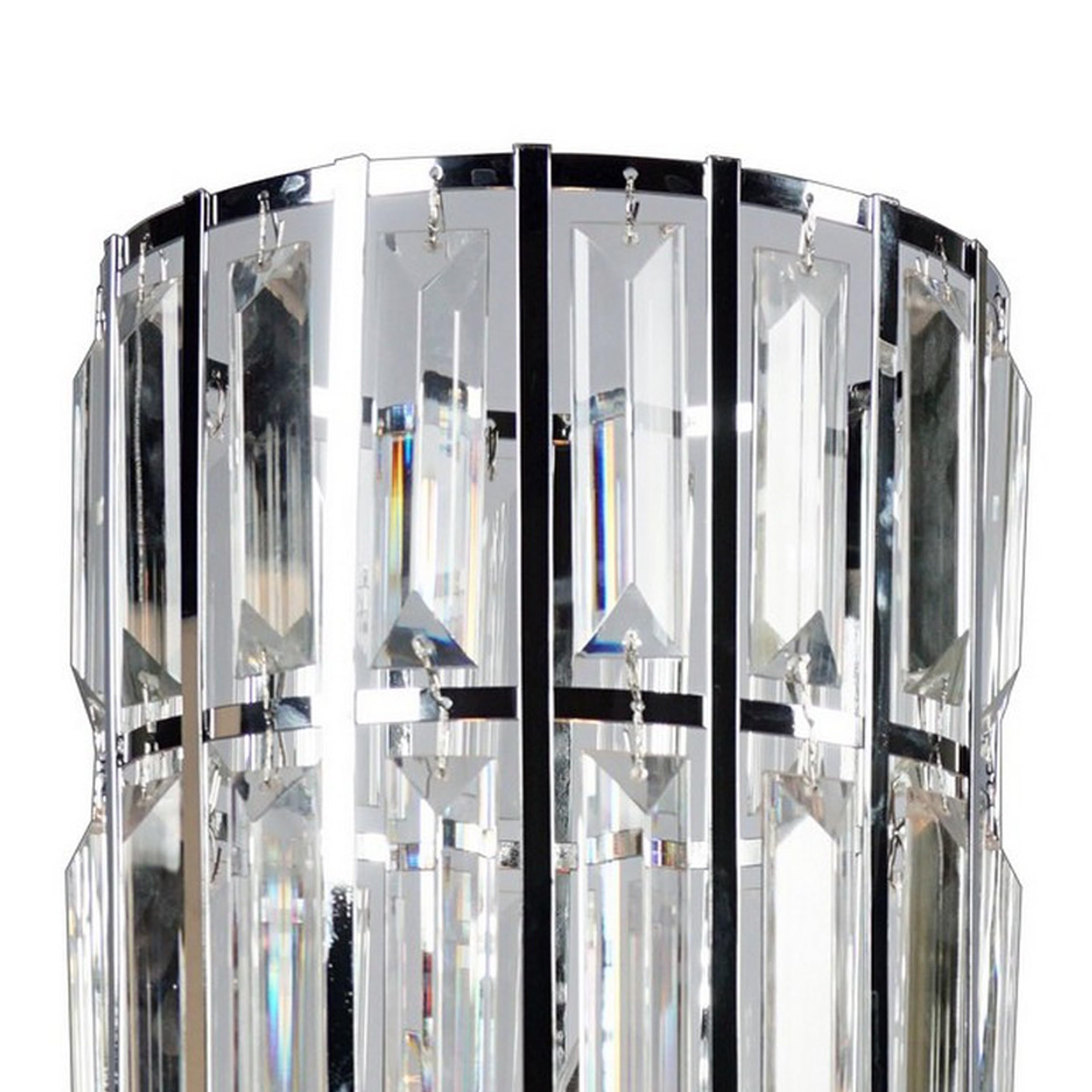 Benzara Modern Table Lamp - 20 In. Metal Cage Shade With Glass Accents, Chrome Finish, Model Bm300852