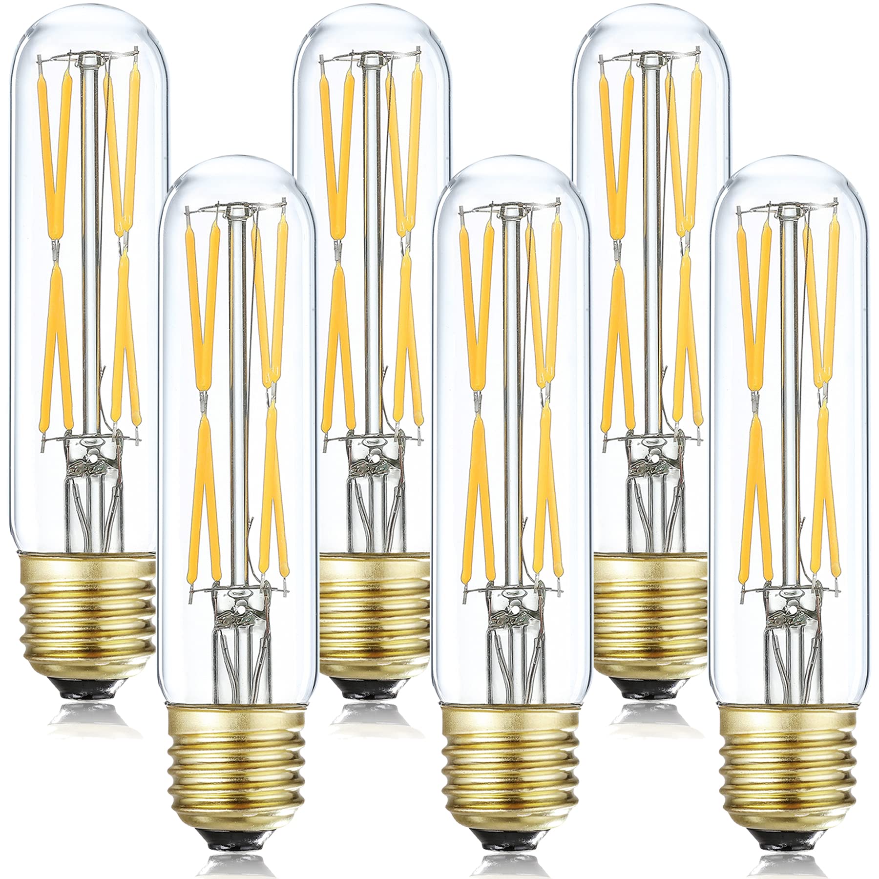 T10 Led Bulb,Dimmable 8W Led Tubular Bulbs, 75-100 Watt Incandescent Bulb Equivalent, 3000K Soft White, Clear Glass, E26 Base La