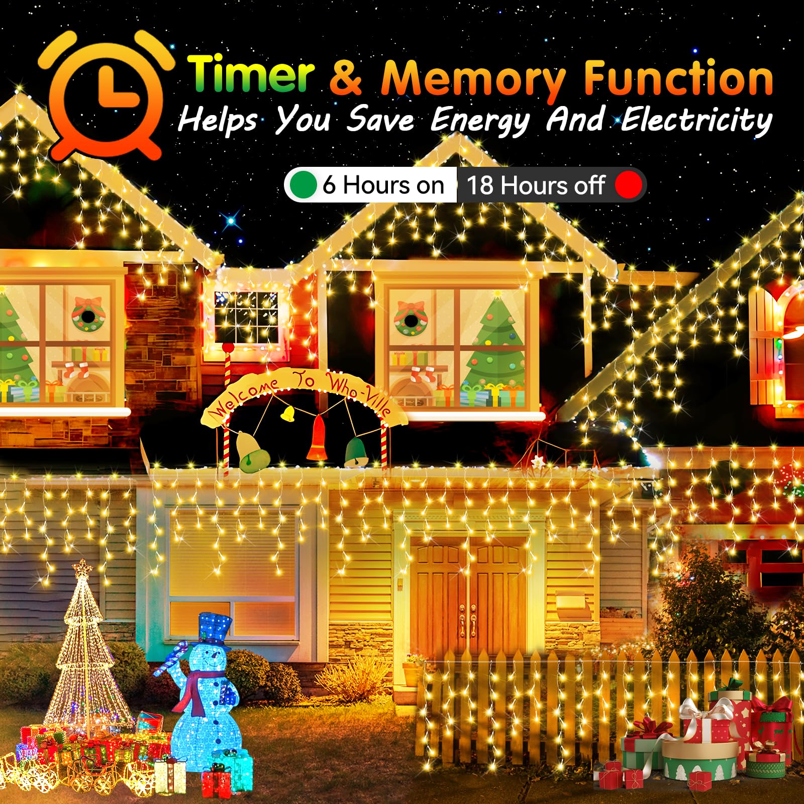 360Led 49Ft Christmas Lights Outdoor Decorations With 72 Drops, Upgrade 8 Modes String Lights, Plug In Waterproof With Timer And