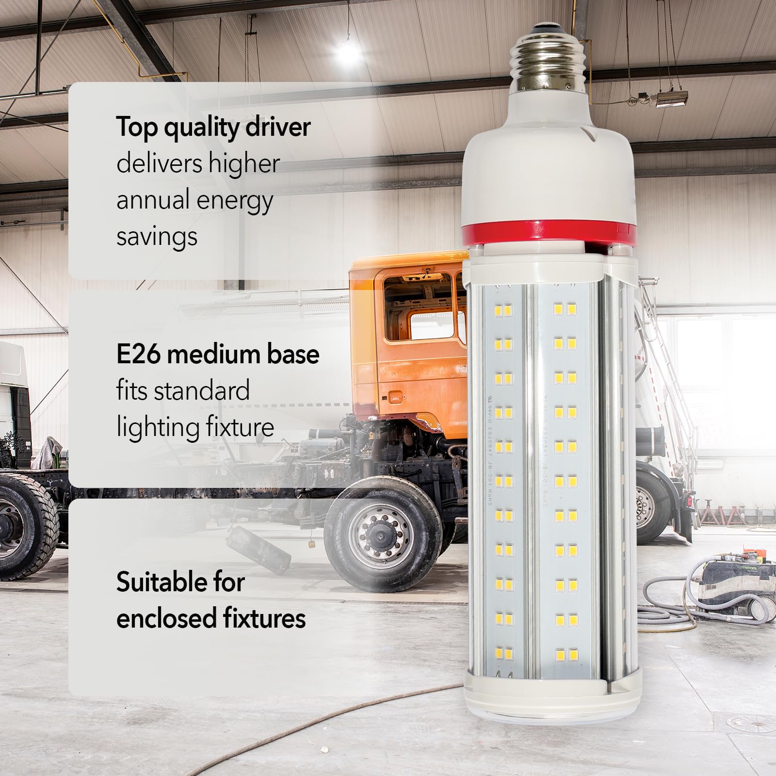 High-Lumen Led Bulbs, Energy Efficient, Easy To Install, Garage, Workshop, Basement (6,975 Lumen Led Bulb, 45W, High-Lumen High