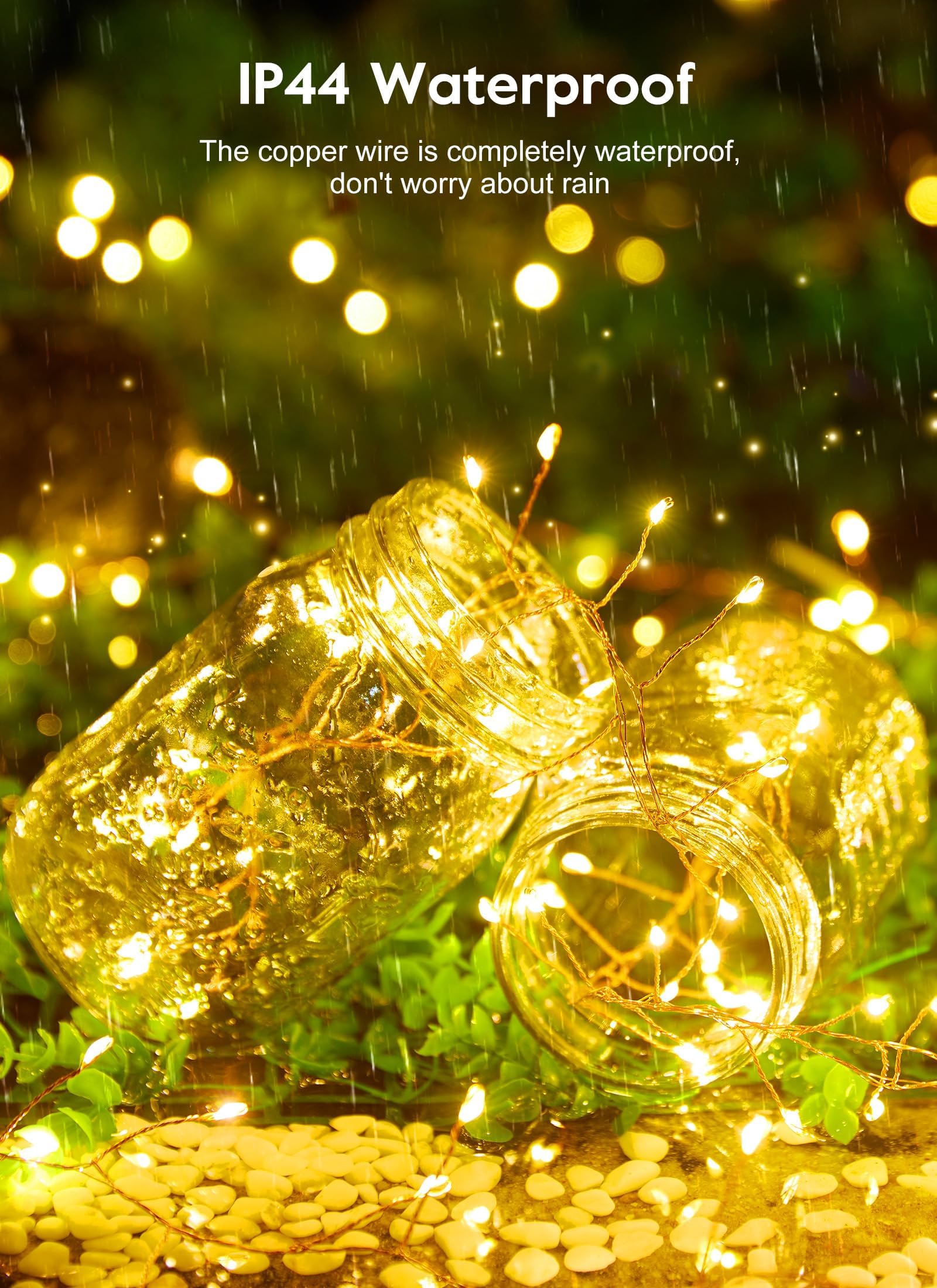 Usb Fairy Lights Plug In, Outdoor Firecracker Twinkle String Lights With Remote And Timer, 10Ft 200 Led Waterproof Cluster Lights For Indoor Wreath Diy Party Wedding Christmas Decoration, Warm White