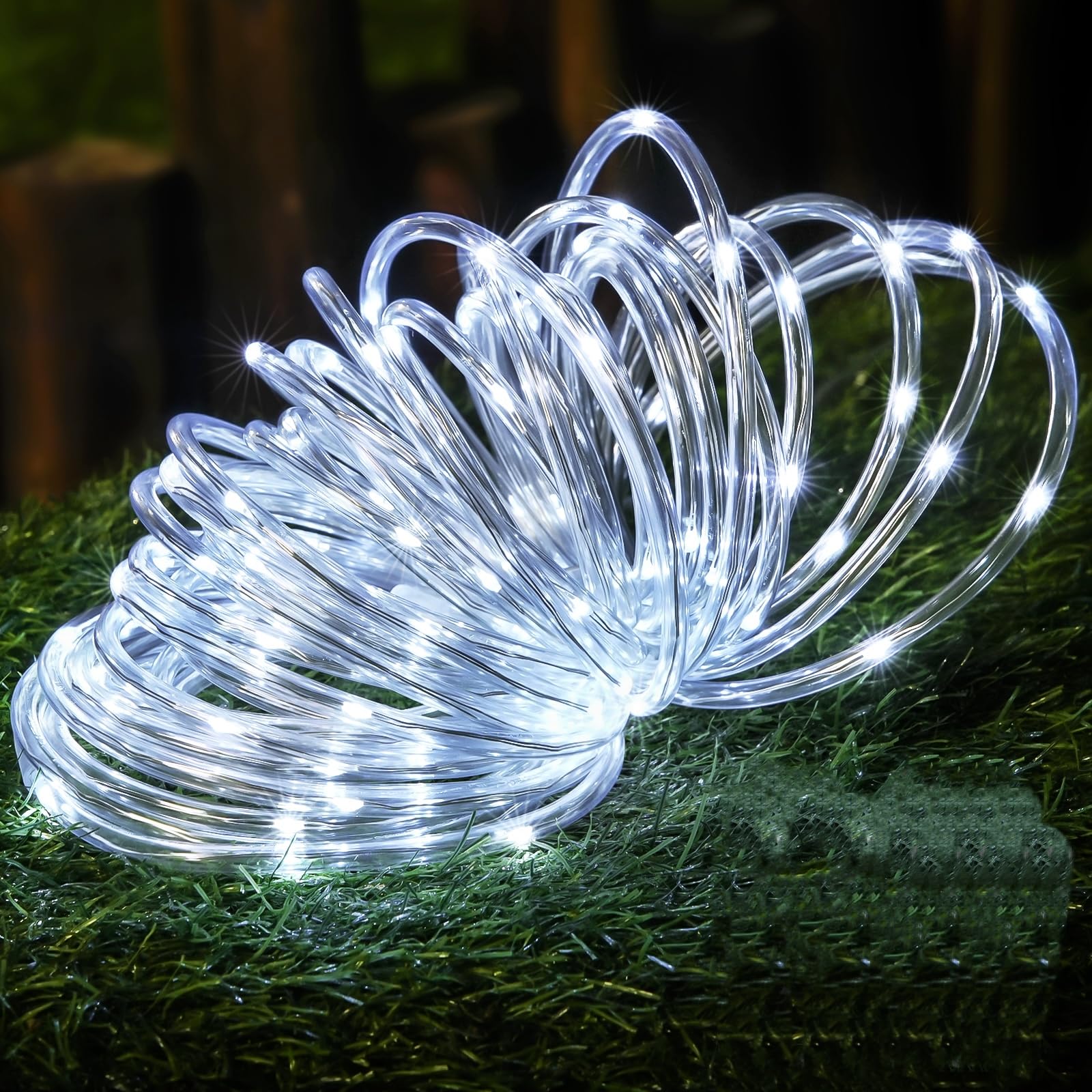 JMEXSUSS 200 LED White Rope Lights Plug in, Valentines Day Lights Outdoor Waterproof, 66 FT White String Lights Indoor for Christmas Tree Wedding Garden Porch Decor