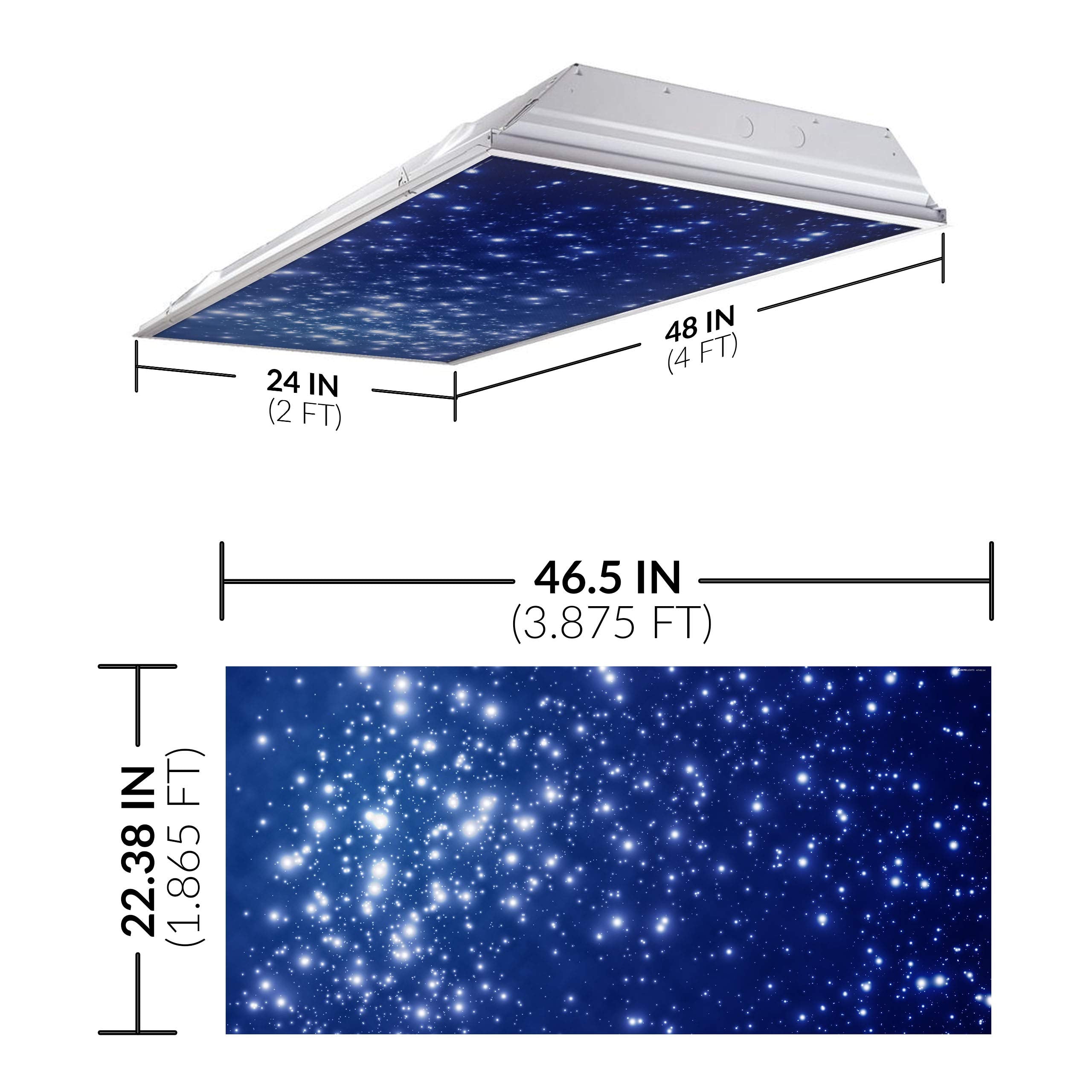 OCTO LIGHTS Fluorescent Light Cover enhanced Backlit Film 2x4 22.38inx46.5in Shining Stars Model Astronomy Fluorescent Light Covers 002