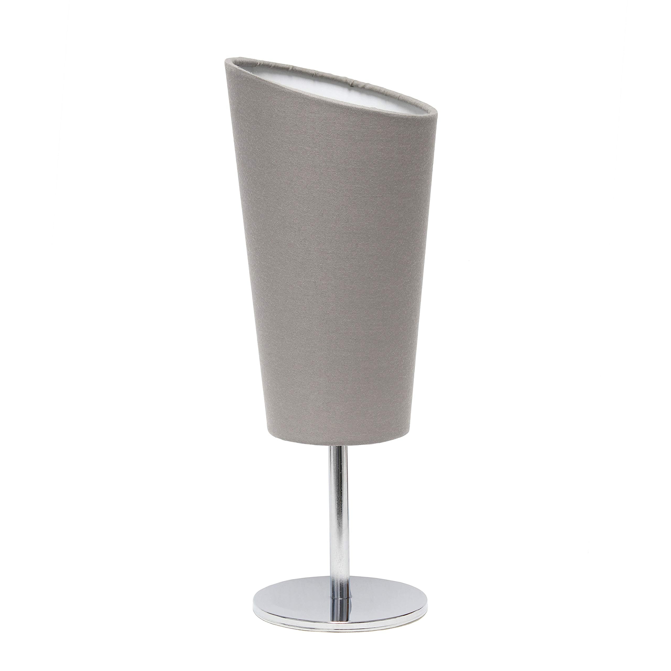 Simple Designs Lt2061-Gry Mini Table Lamp, Gray Fabric Shade, Metal, 4.75X4.75X12.6
