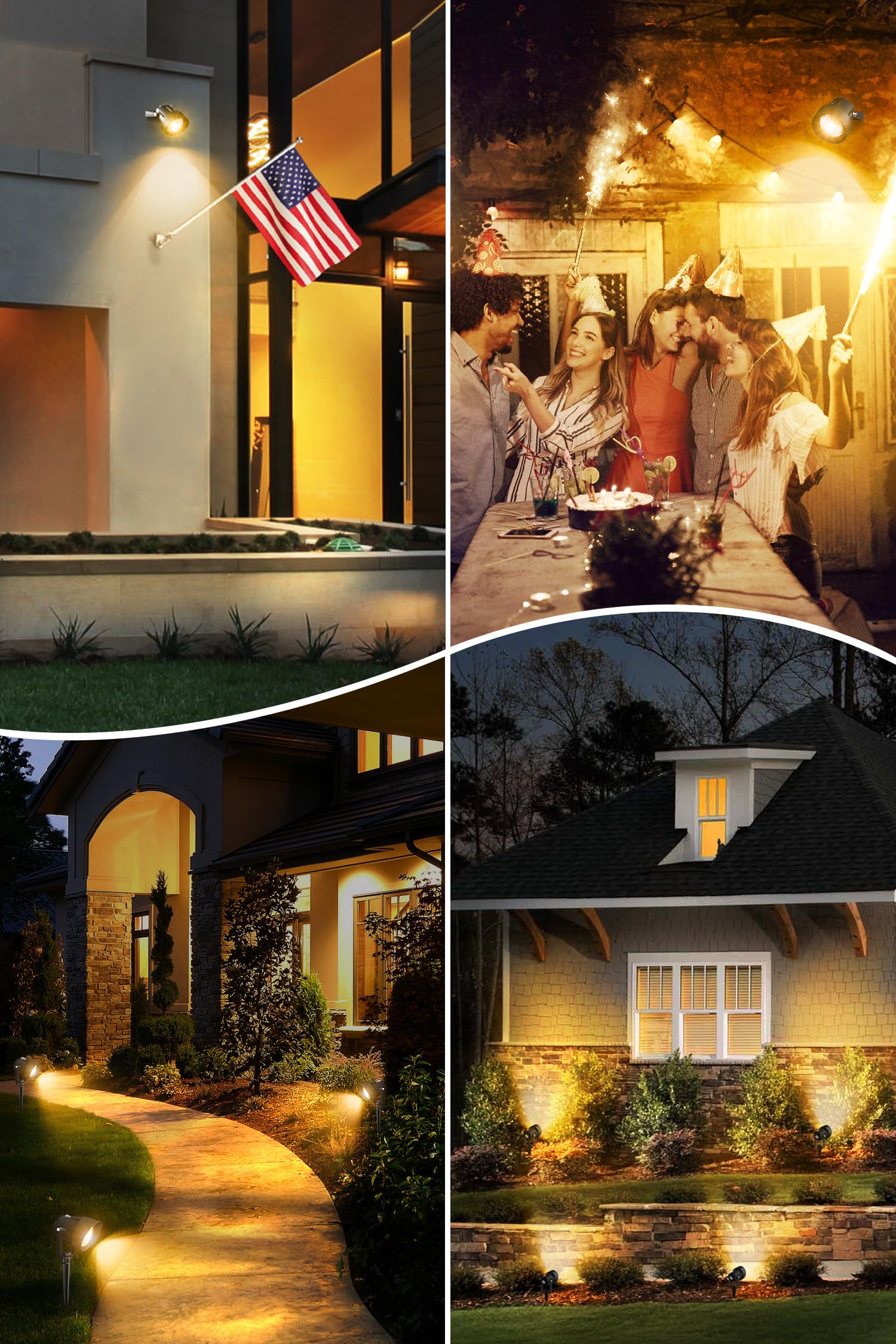 T-Sun Dusk To Dawn Outdoor Lighting  Flag Spot Lights With Photocell Auto On/Off  Waterproof 3000K Warm White Led Plug-In Landscape Spotlights For Garden Yard Tree Pathway Pole House