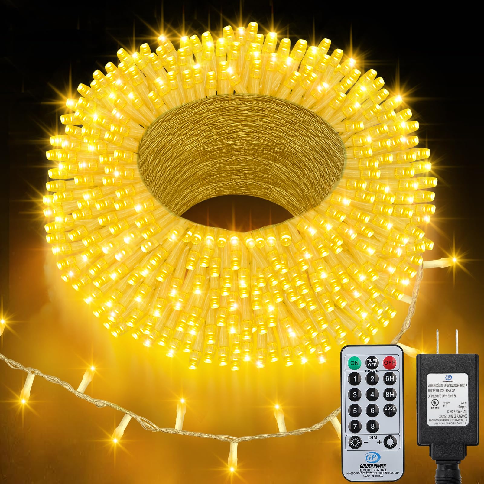 echosari Connectable 400 LED Christmas Lights  Extra Long 66Ft Outdoor String Lights Plug in with Remote Timer for Patio Garden Tree Decor (Warm White)