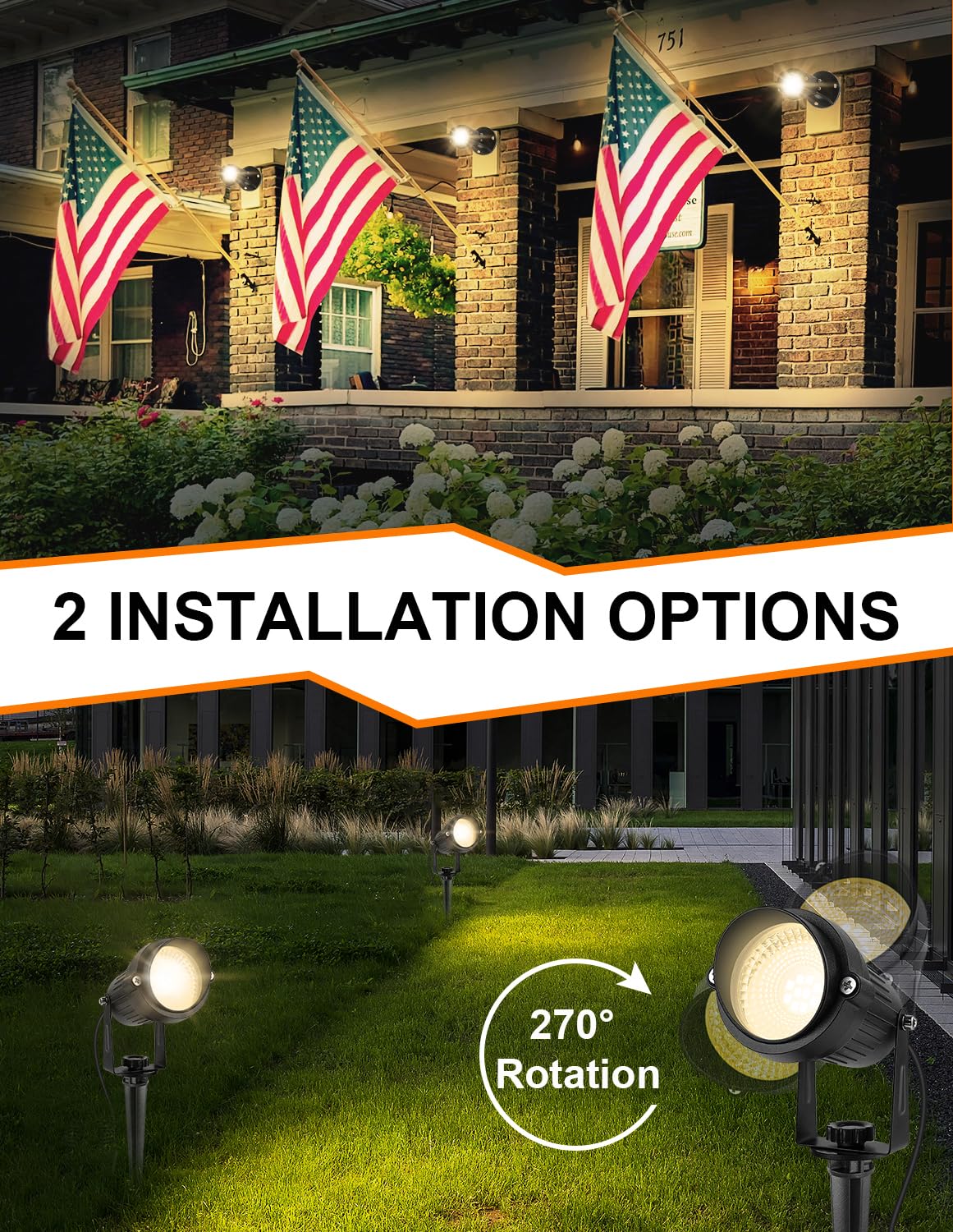 CREPOW Outdoor LED Spotlight, 3000K Warm White, 4 Pack, Waterproof with Photocell Sensor, Model TS-F2020 for Yard and Garden Lighting