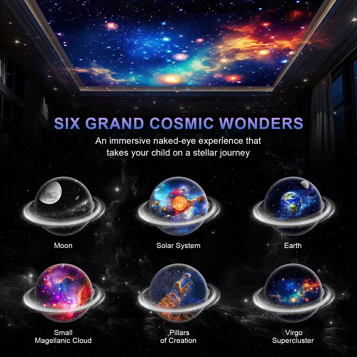 Upgraded Star Projector, Rechargeable HD Planetarium Galaxy Projector with 2000mAh Battery, Wall Mounted Ceiling Projector Light