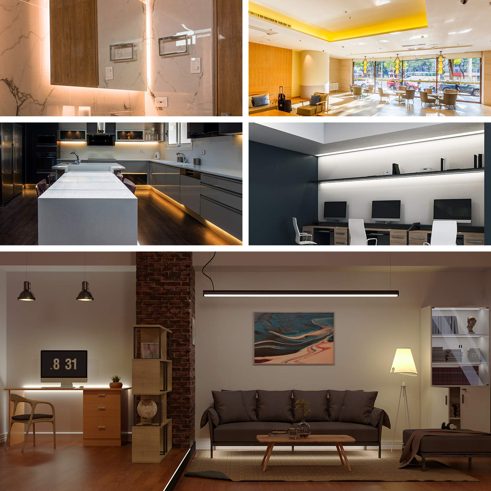 BTF-LIGHTING Flexible LED Strip Lights 24V, 2X16.4FT, Warm White 3000K, Dimmable, RF Remote, Model FOB10M24VR