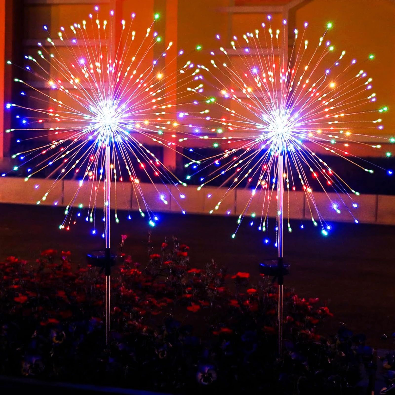 2 Pack Solar Firework Lights 150 LED Create Magical Nights, Waterproof Starburst Fairy Lights for Garden Yard Patio Christmas Ro