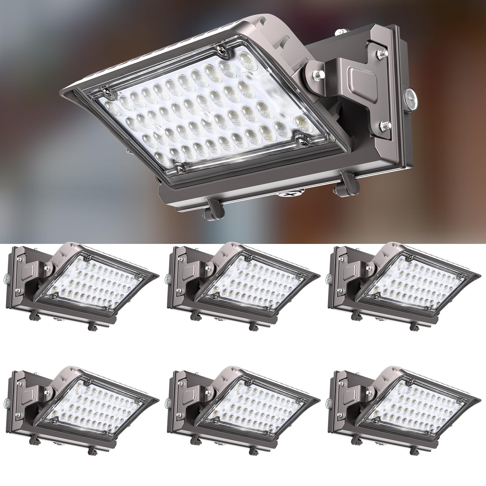 Lightdot 6Pack 150W Led Wall Pack Lights  360 Adjustable Panel With Dusk To Dawn Photocell  22500Lm 5000K  Ip65 Waterproof & Advanced Heat Dissipation Outdoor Security Lighting(Height:10~20Ft)