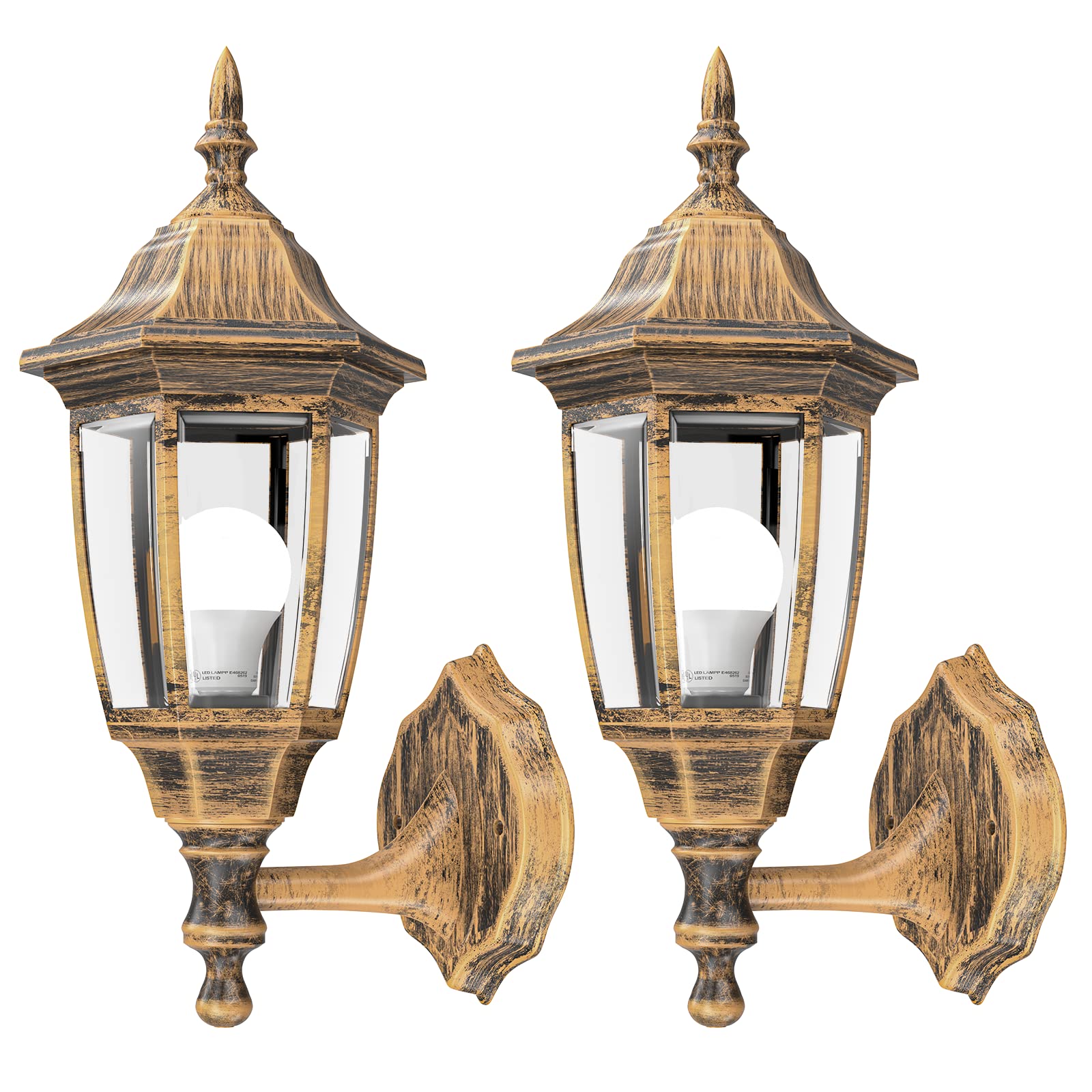 EMART Outdoor Porch Light, Brushed Gold, Anti-Corrosion Plastic Material, Wall Mount Lantern for Backyard, Garage, Front Porch -