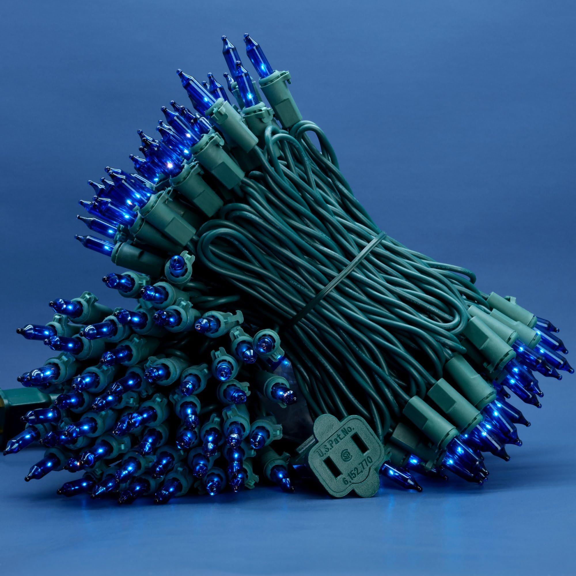 SWEET SHINE Blue Christmas Lights, 200 Count (2 Strands of 100 Count), 33 ft Green Wire, UL Listed, Copper Wire & Glass Bulbs