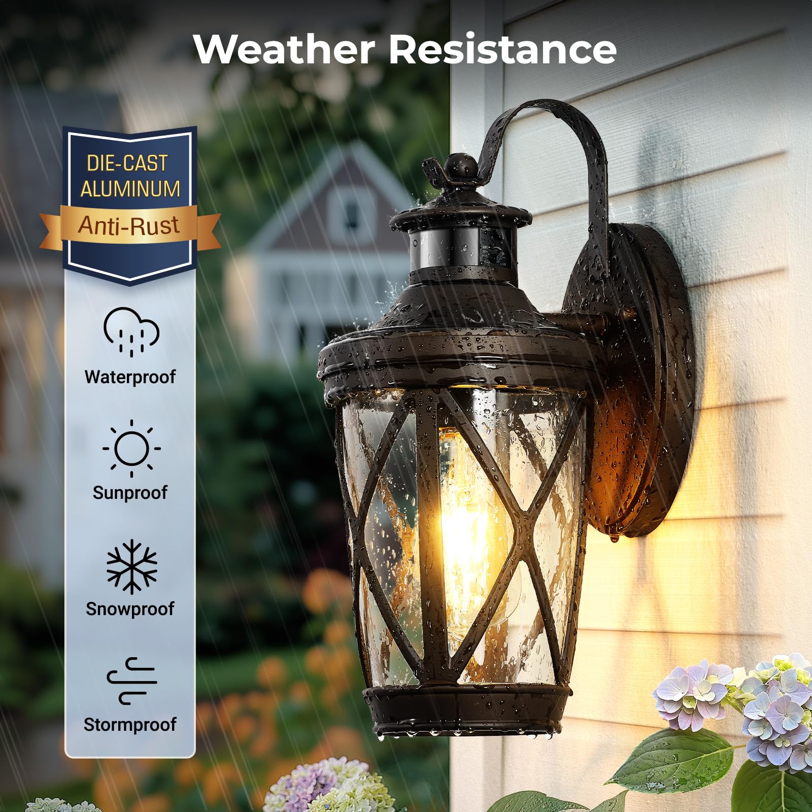 Vianis Outdoor Motion Sensor Light  Brown Exterior Lighting Fixtures  Oil Rubbed Bronze Outside Lights For House  Waterproof Outdoor Lanterns For Porch  Anti-Rust Dusk To Dawn Sensor Wall Mount Sconce
