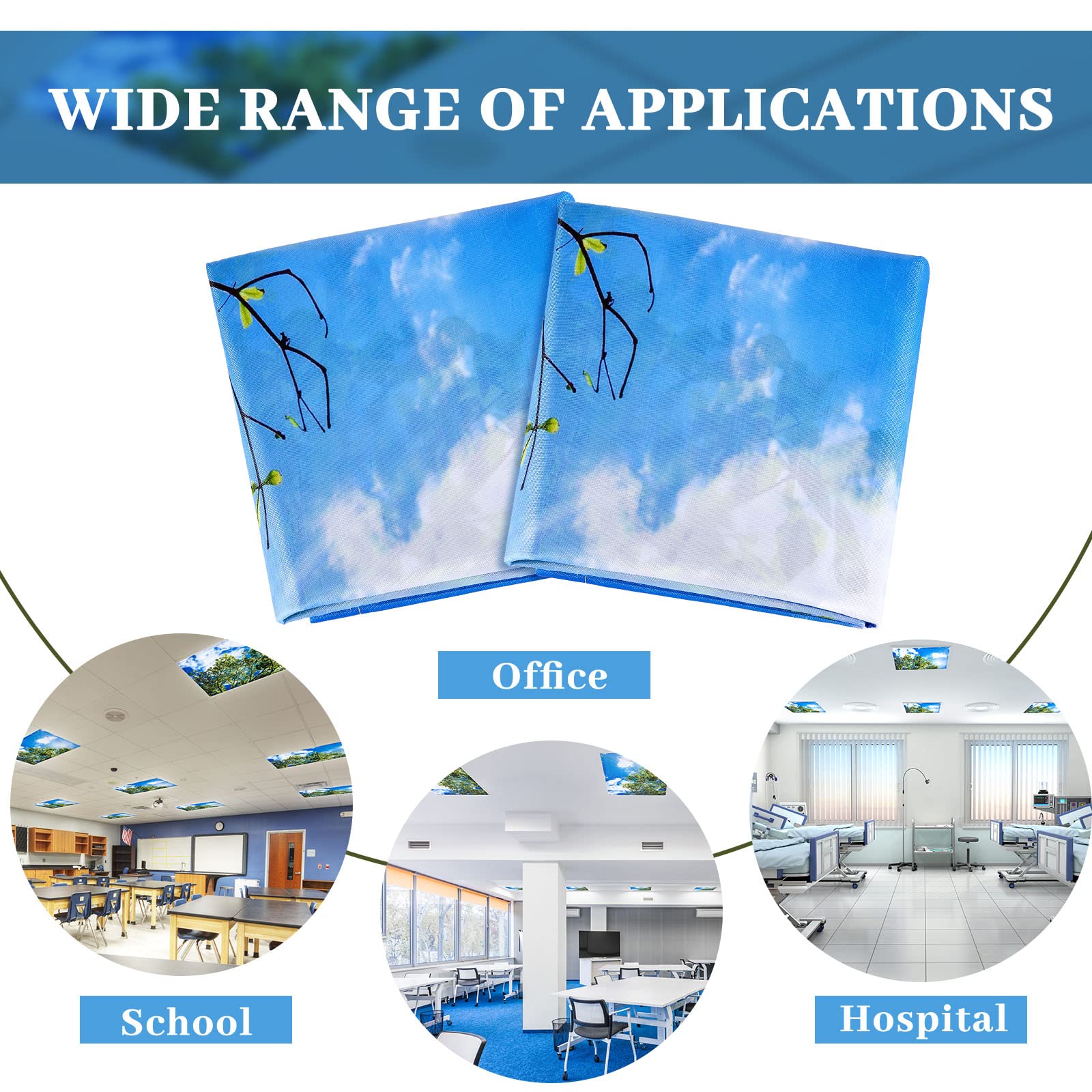 Patelai Fluorescent Light Cover for Ceiling, 4 x 2 Feet, Green, Flame Retardant Fabric, Model PT-Patelai-2653, Magnetic Shade