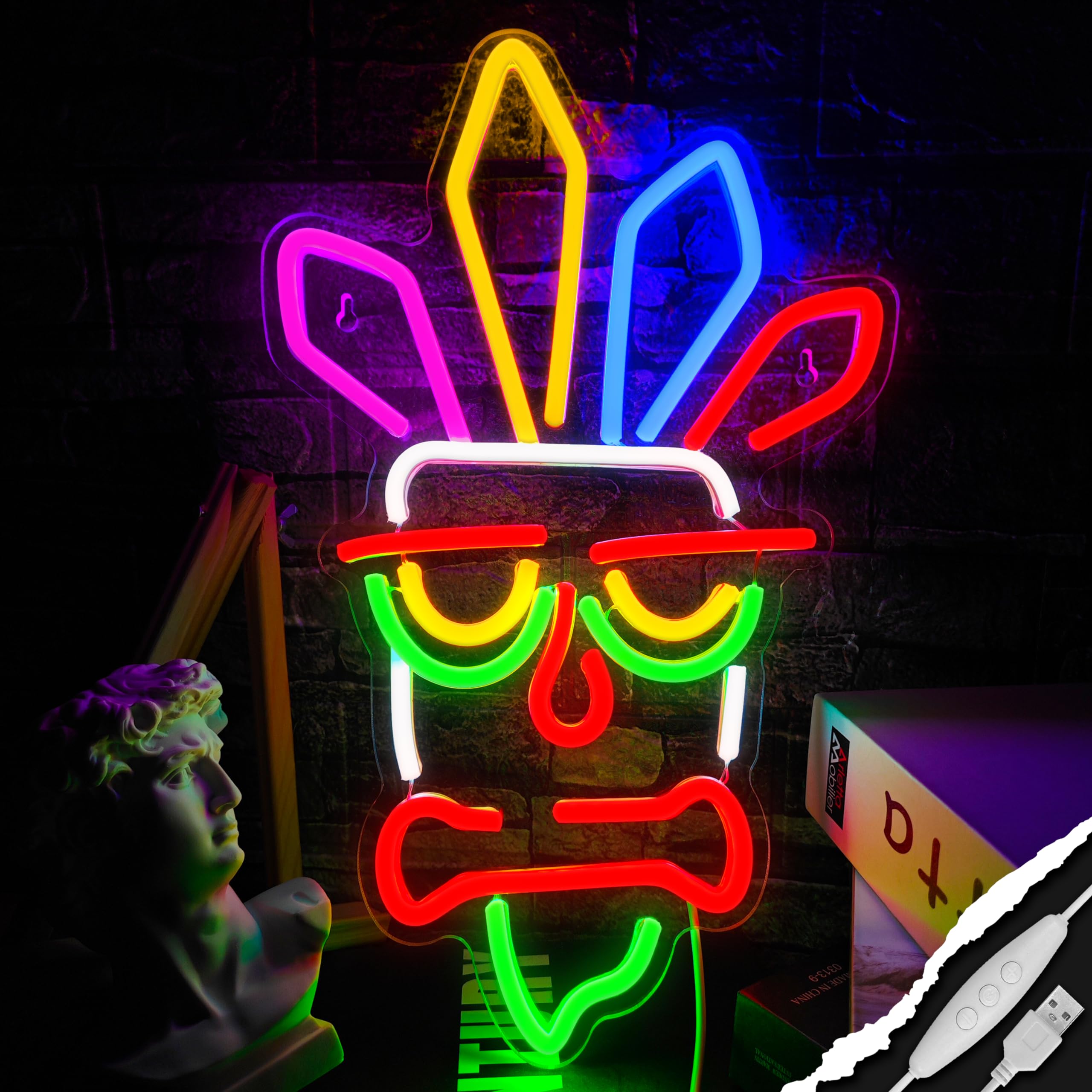 VIKLIU Neon Sign - Dimmable LED Tiki Bar Wall Decor, USB Powered, Acrylic, 15x8.3, Multicolor