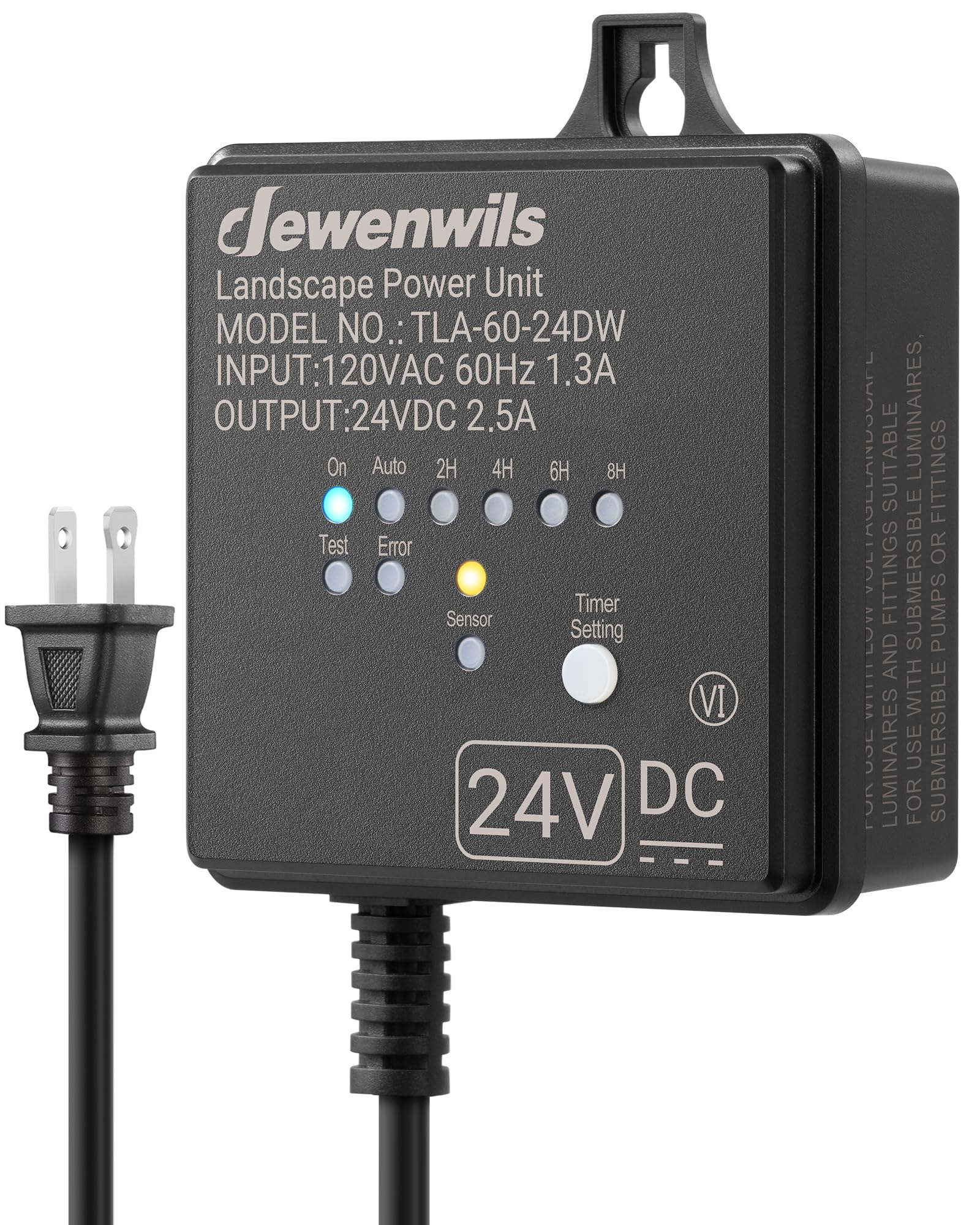 DEWENWILS Low Voltage Landscape Transformer, 60W 120V AC to 24V DC, Landscape Lighting Transformer with Timer & Photocell Sensor