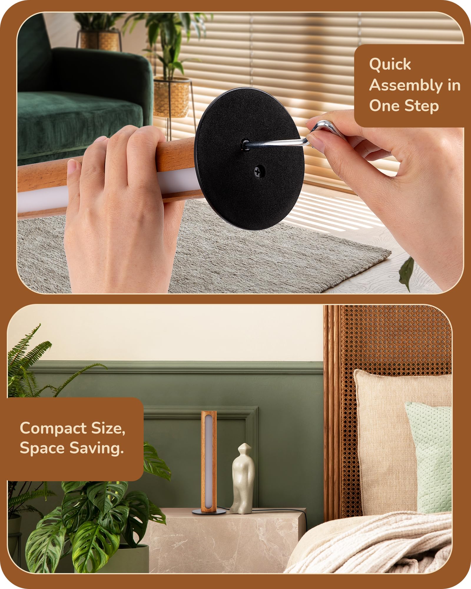 Edishine Led Table Lamp, Small Bedside Lamp With 3 Color Temperature & Stepless Dimmable, Memory Function, One-Step Installation
