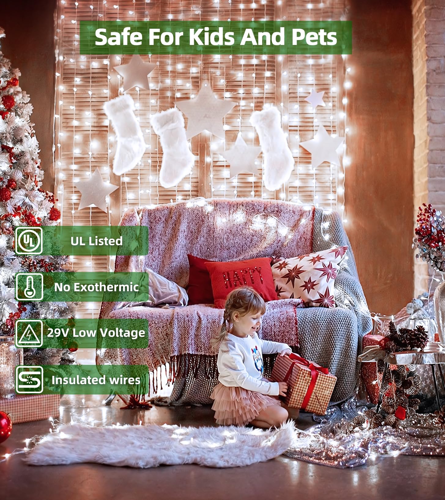 QUHUATU 1500 LED Christmas String Lights, 492FT Cool White with 8 Modes & Timer, Indoor Outdoor Decor for Tree, Fence, Garden, Wedding Party