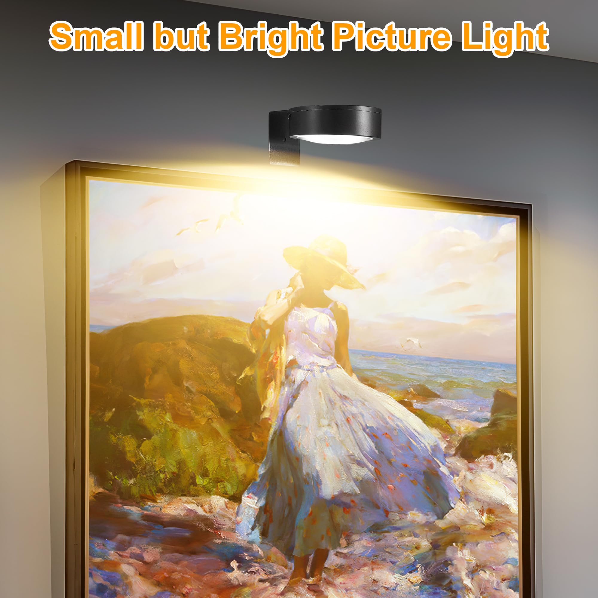 6Pcs Picture Lights For Wall Battery Operated, Magnetic Led Painting Light With Remote Dimmable And Timer, 3 Lighting Modes Art