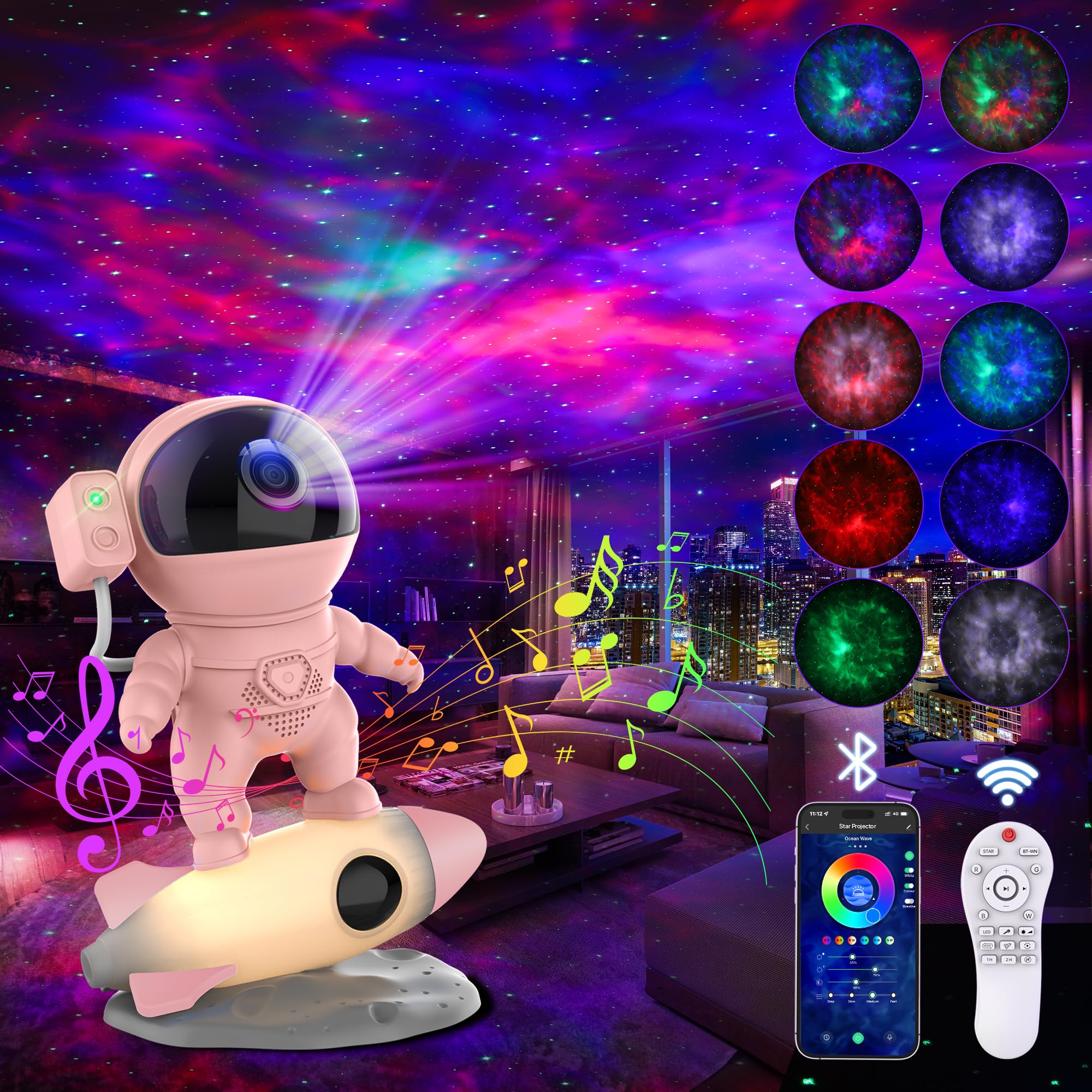 FlyLily Astronaut Galaxy Projector for bedroom, Star Projector Galaxy Light with App & Remote Control, White Noises, Bluetooth S