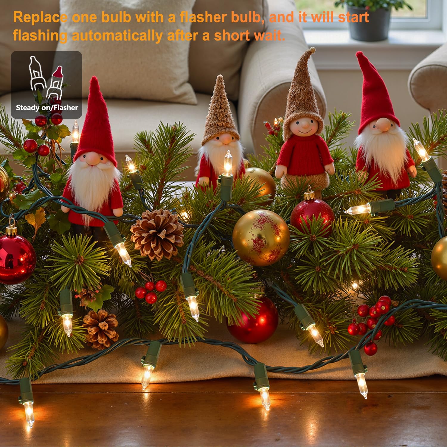 Oolaloo 50-Count White Christmas Lights With Green Wire  13Ft Incandescent Bulbs Mini String Lights Connectable For Indoor  Christmas Tree  Outdoor  Classroom  Party  Garland  Xmas